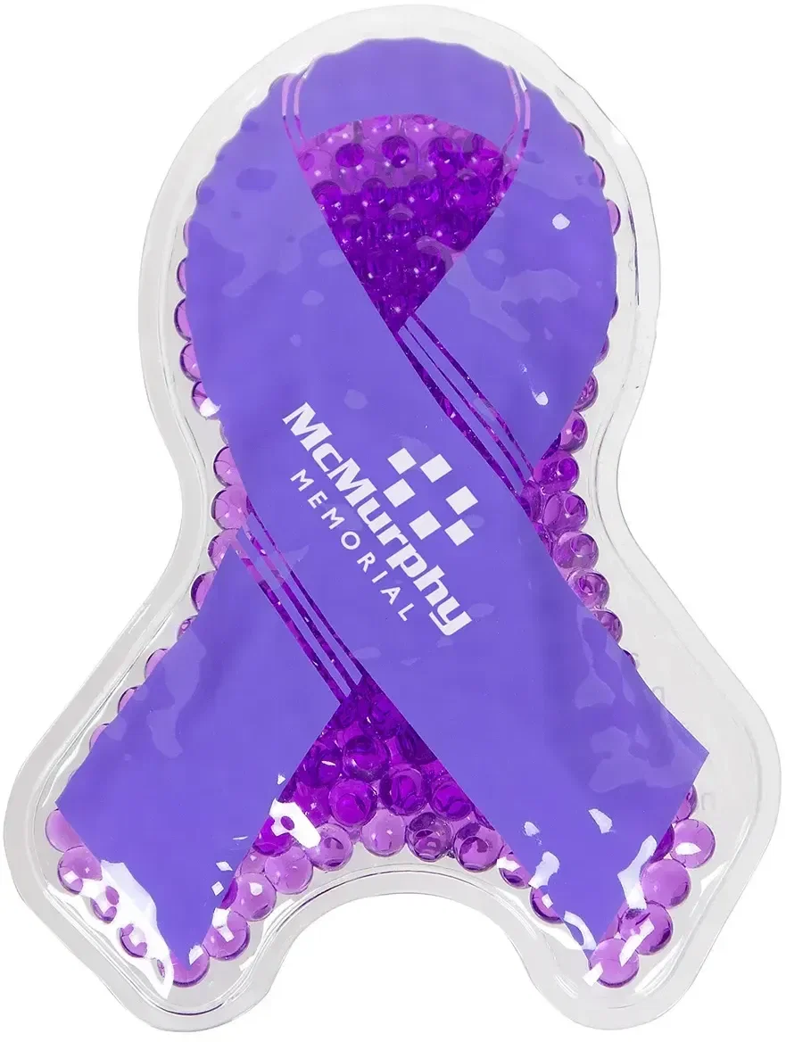 Aqua Pearls Ribbon custom therapy pack close-up of the logo imprint area