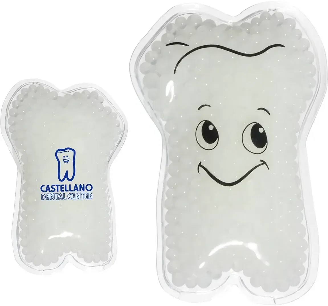 Aqua Pearls Tooth Hot/Cold Pack, custom dental therapy pack shaped like a tooth with logo