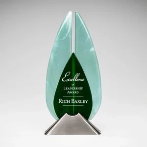 Fused Topaz and Sapphire Art Glass Award With 4.5 x 3 Inch Etch Area