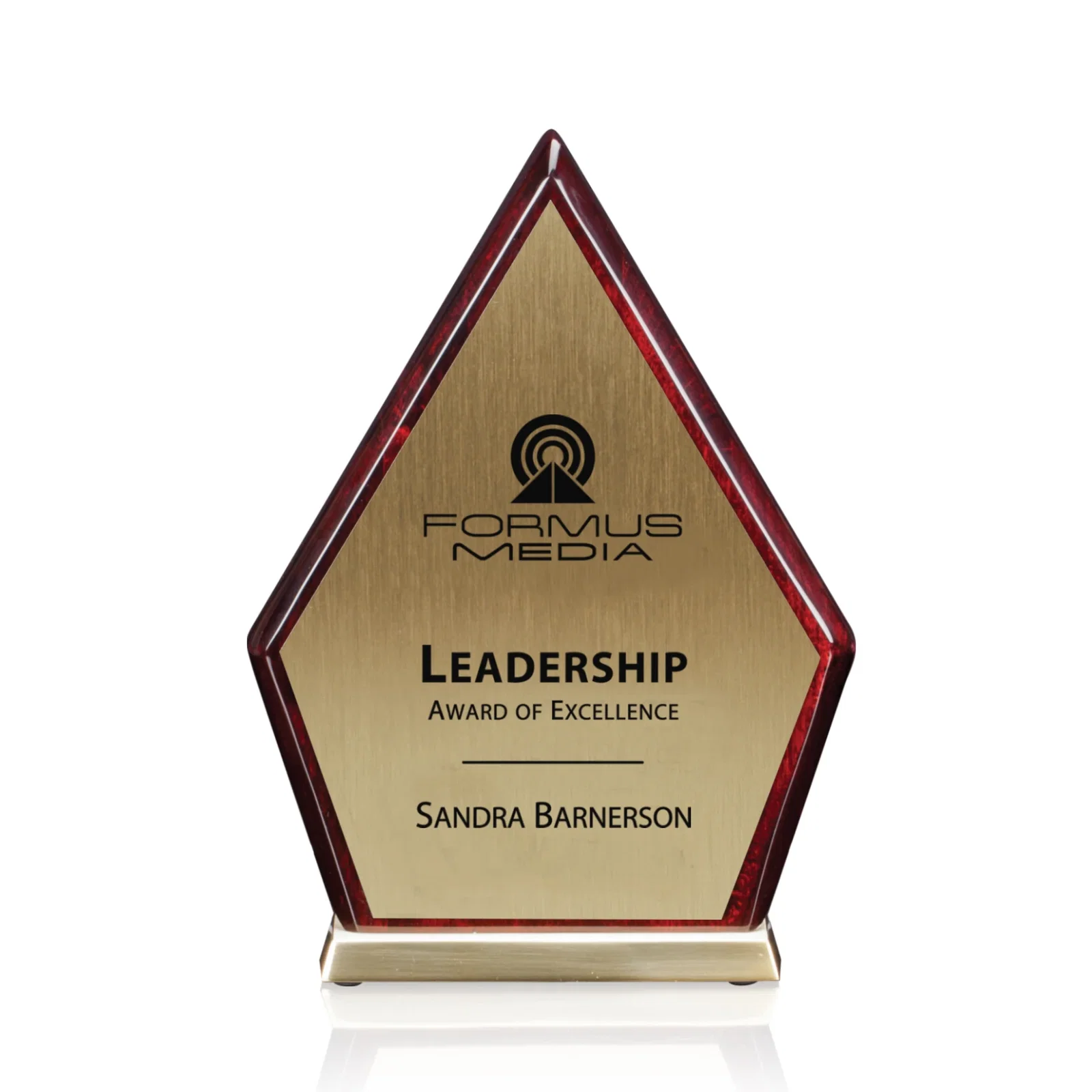 Custom Rosewood Diamond Award with Direct-to-Wood Laser Engraving for corporate award ceremonies