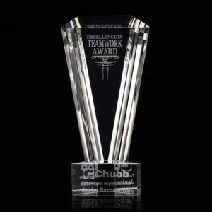 Optical Crystal Tower Award With Laminated Stepped Bevels