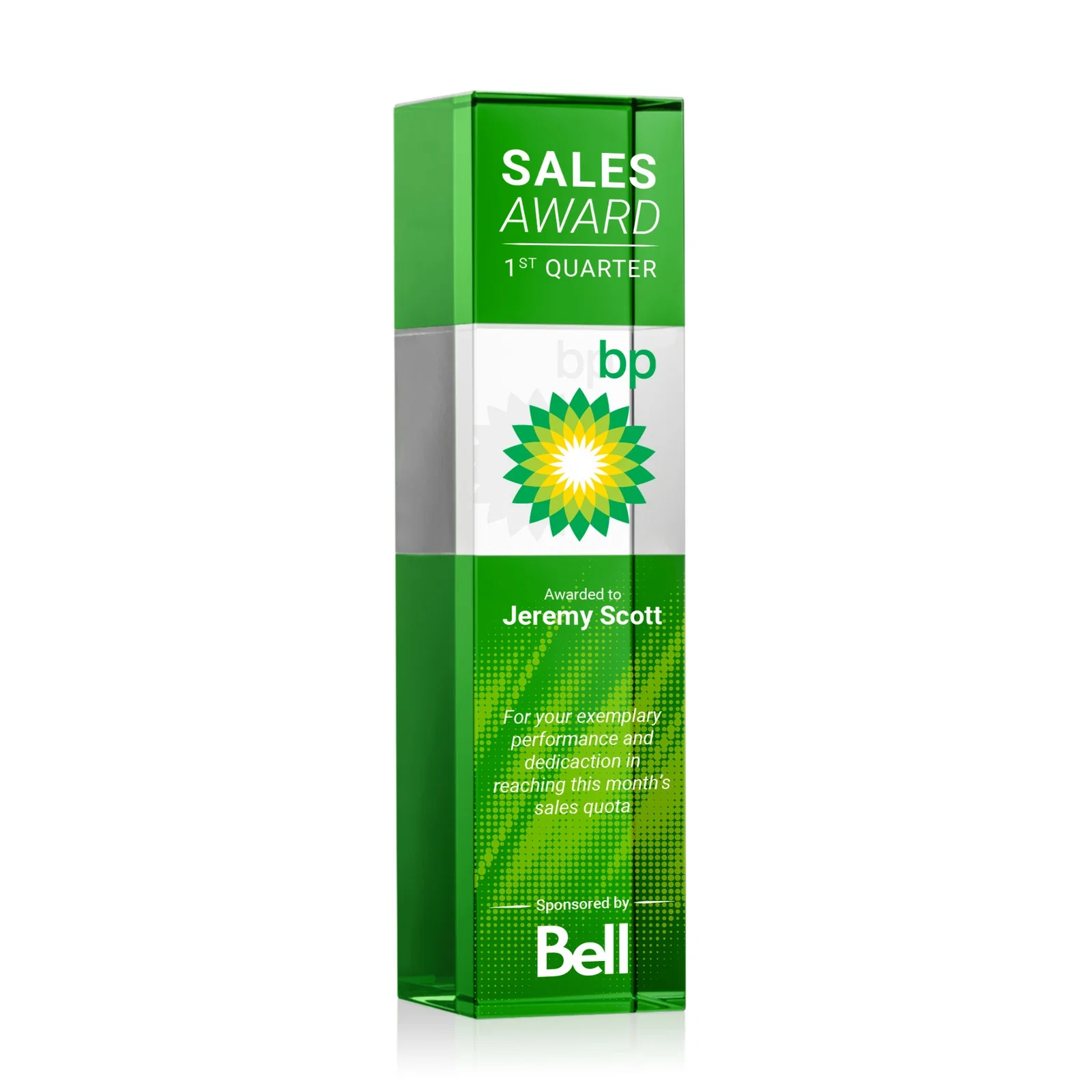 Promotional Optical Crystal Tower Award with Beechwood Finish Option for graduation ceremonies