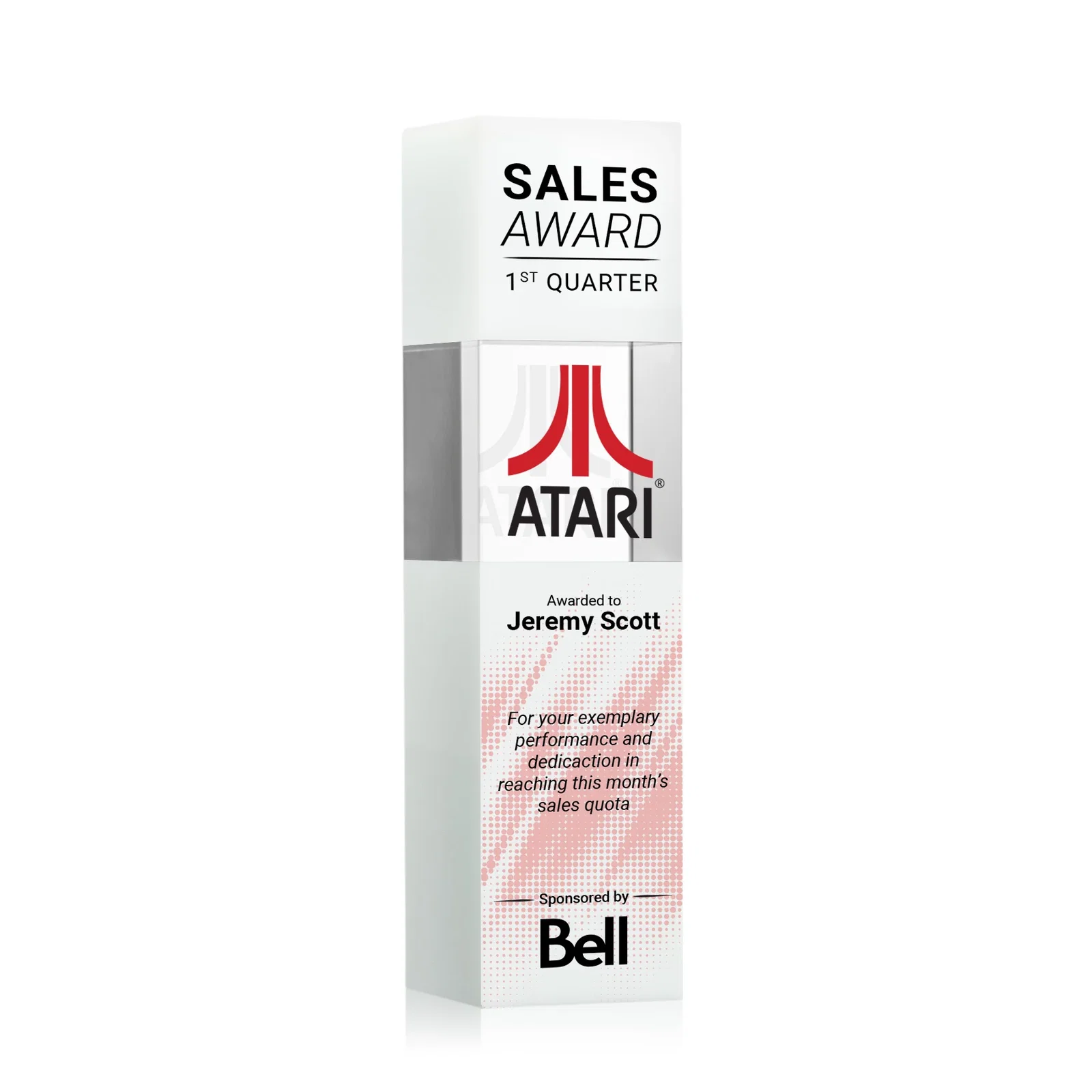 Branded Optical Crystal Tower Award with Beechwood Finish Option for volunteer appreciation