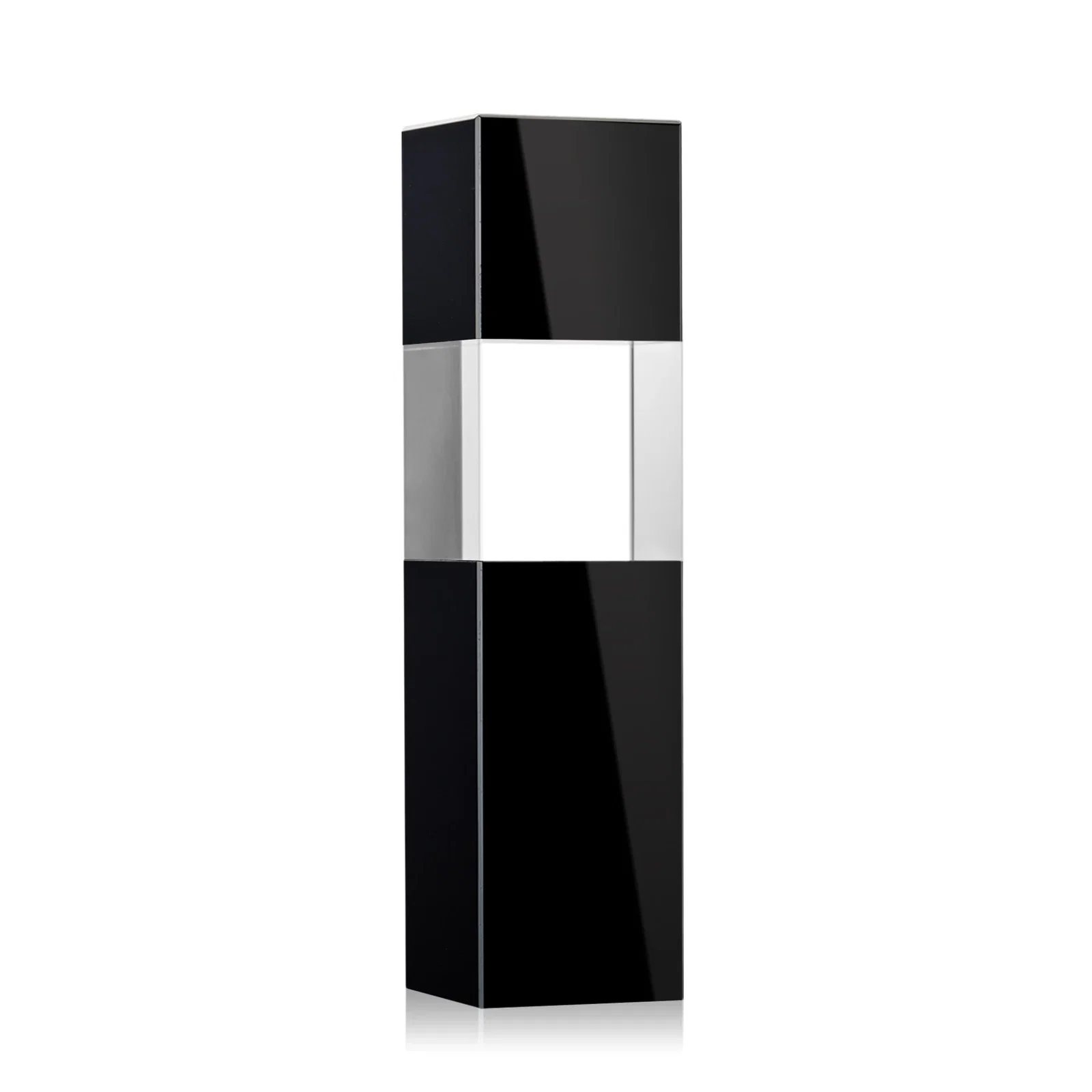 Custom printed Optical Crystal Tower Award with Beechwood Finish Option for sales achievement awards