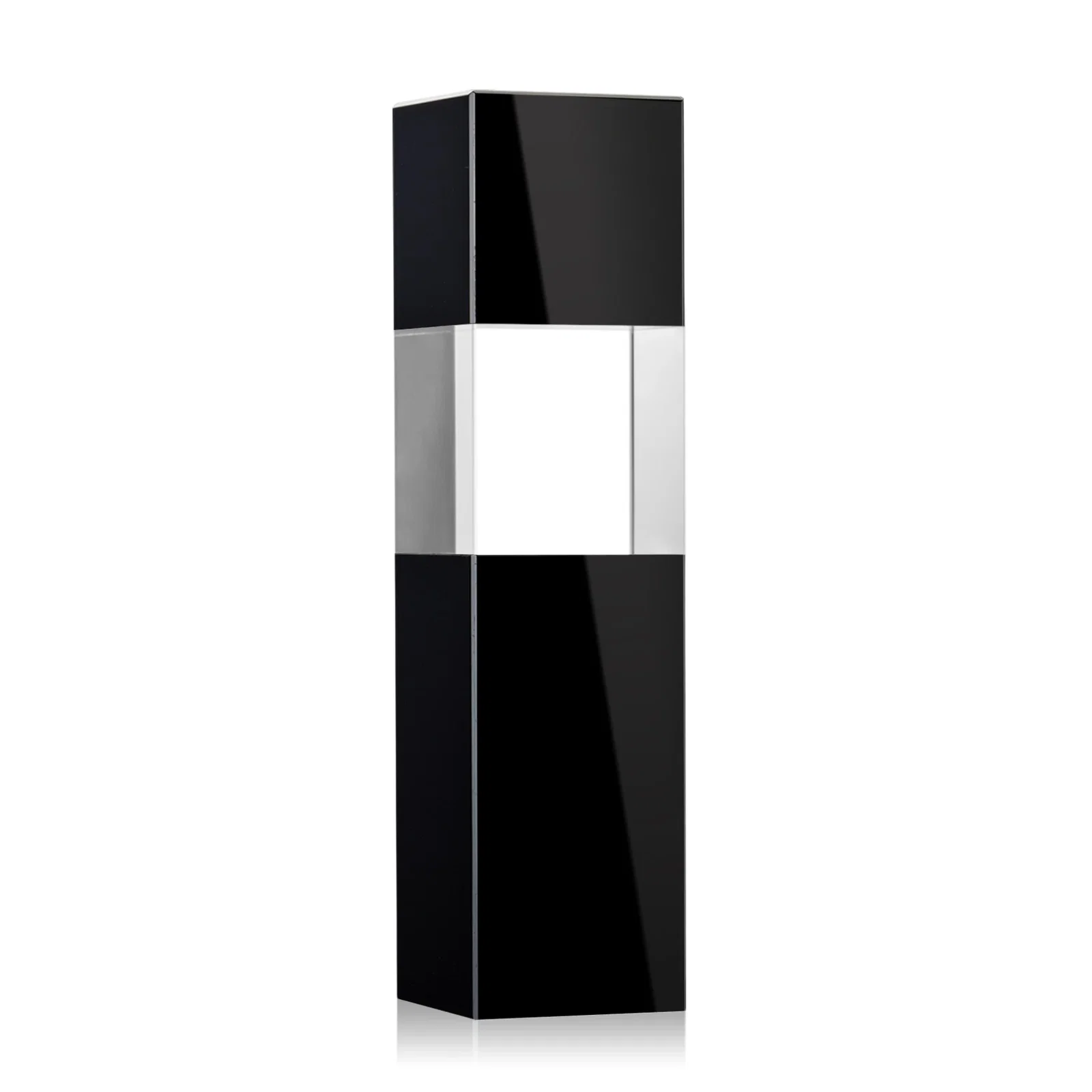 Custom printed Optical Crystal Tower Award with Beechwood Finish Option for team milestone celebrations