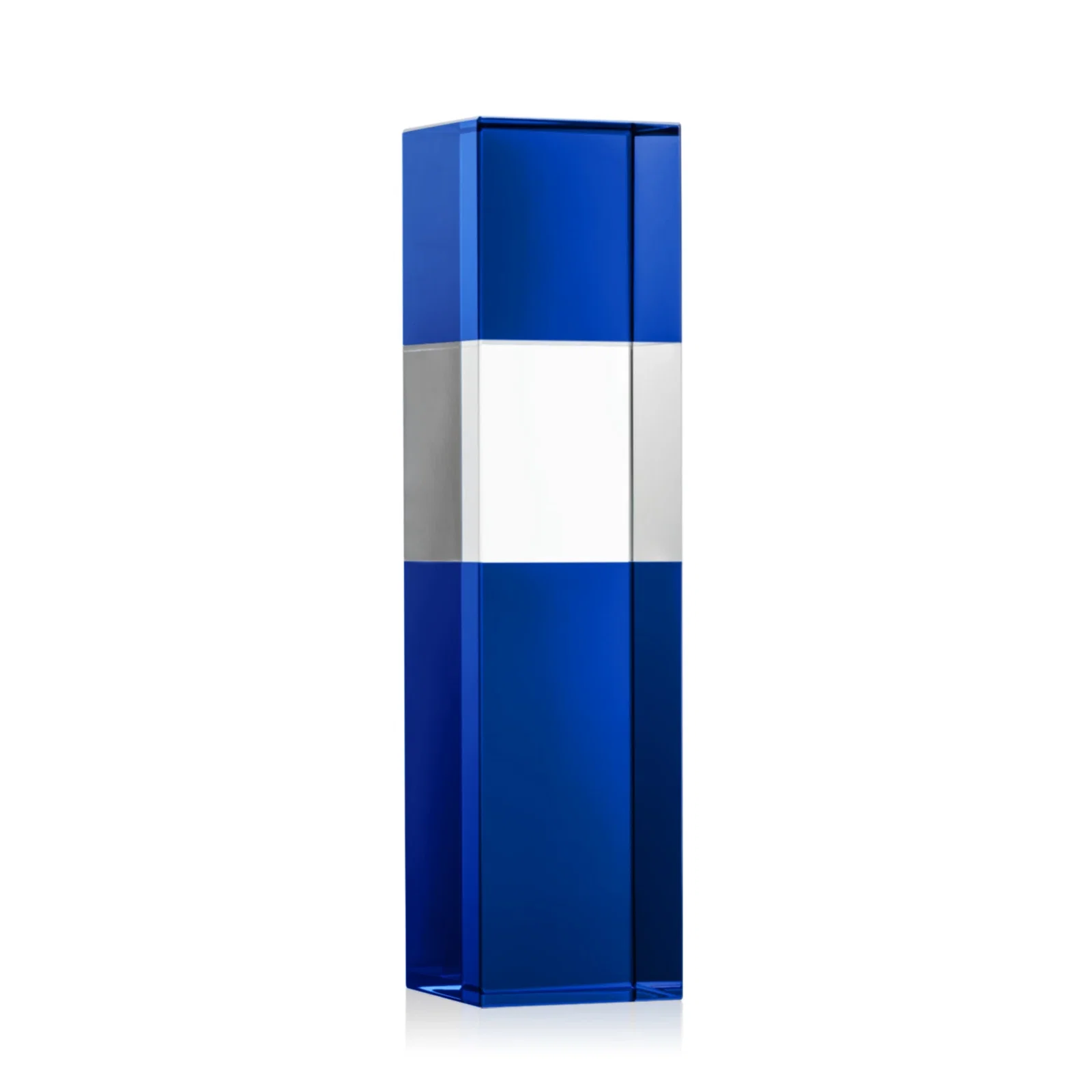 Custom printed Optical Crystal Tower Award with Beechwood Finish Option for donor appreciation