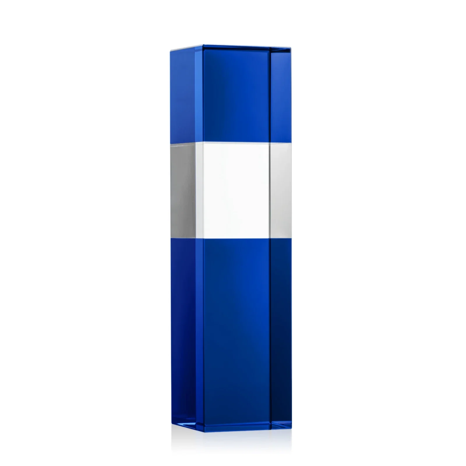 Custom printed Optical Crystal Tower Award with Beechwood Finish Option for graduation ceremonies
