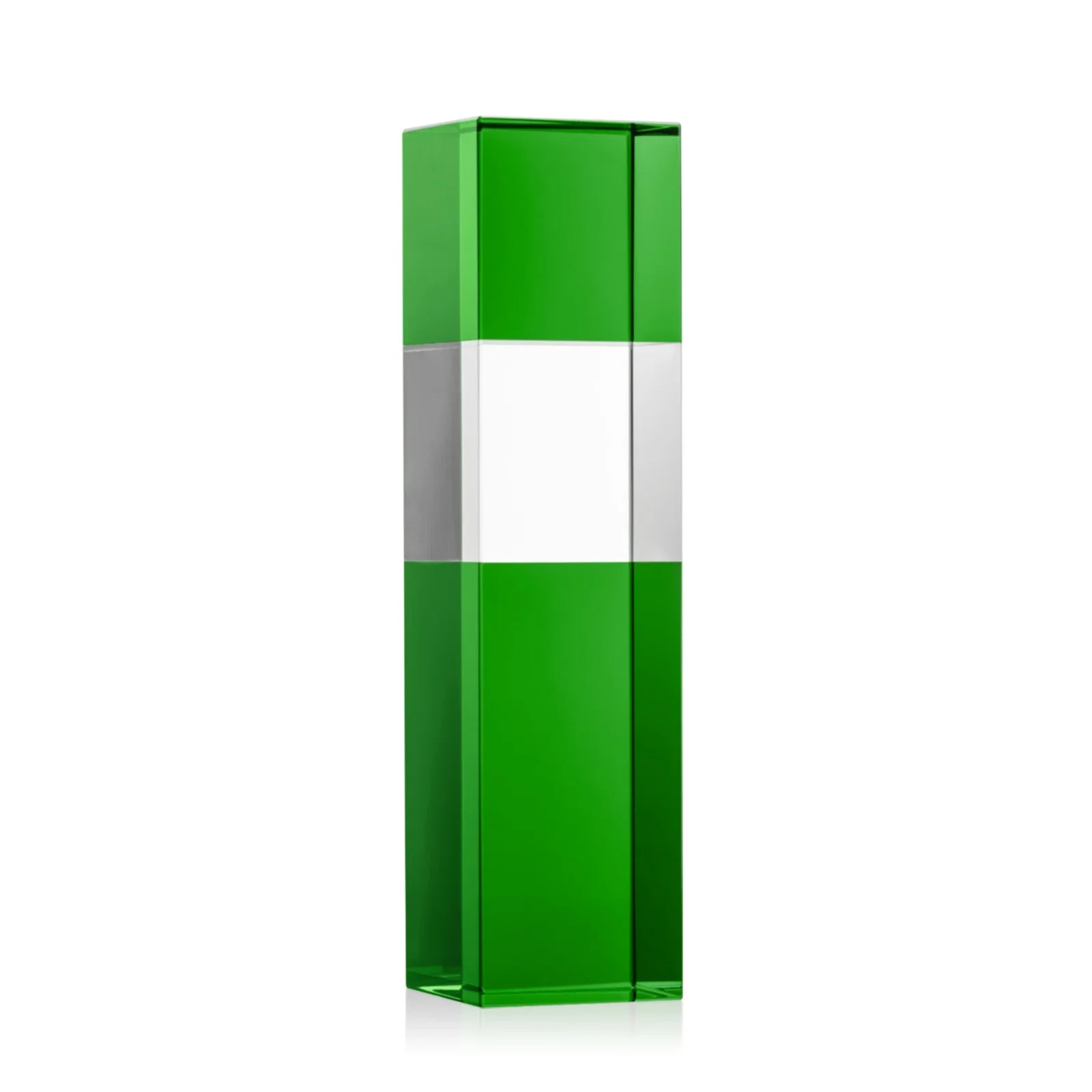 Custom printed Optical Crystal Tower Award with Beechwood Finish Option for volunteer appreciation