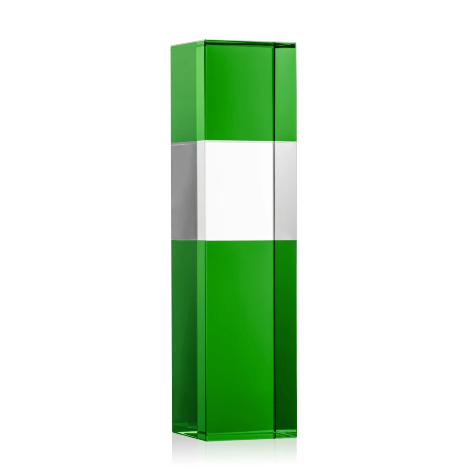 Custom printed Optical Crystal Tower Award with Beechwood Finish Option for company anniversary events