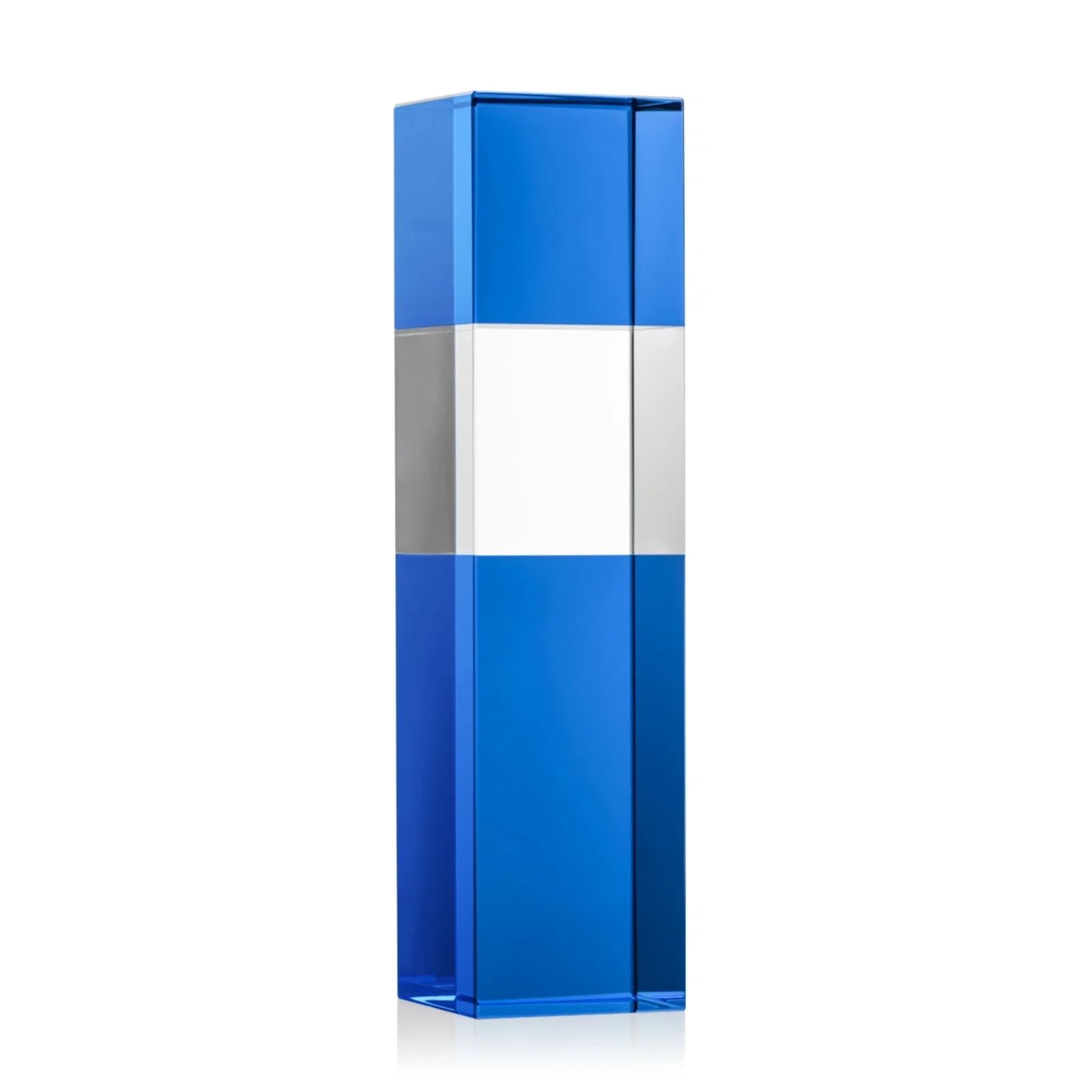 Customized Optical Crystal Tower Award with Beechwood Finish Option for service anniversary gifts