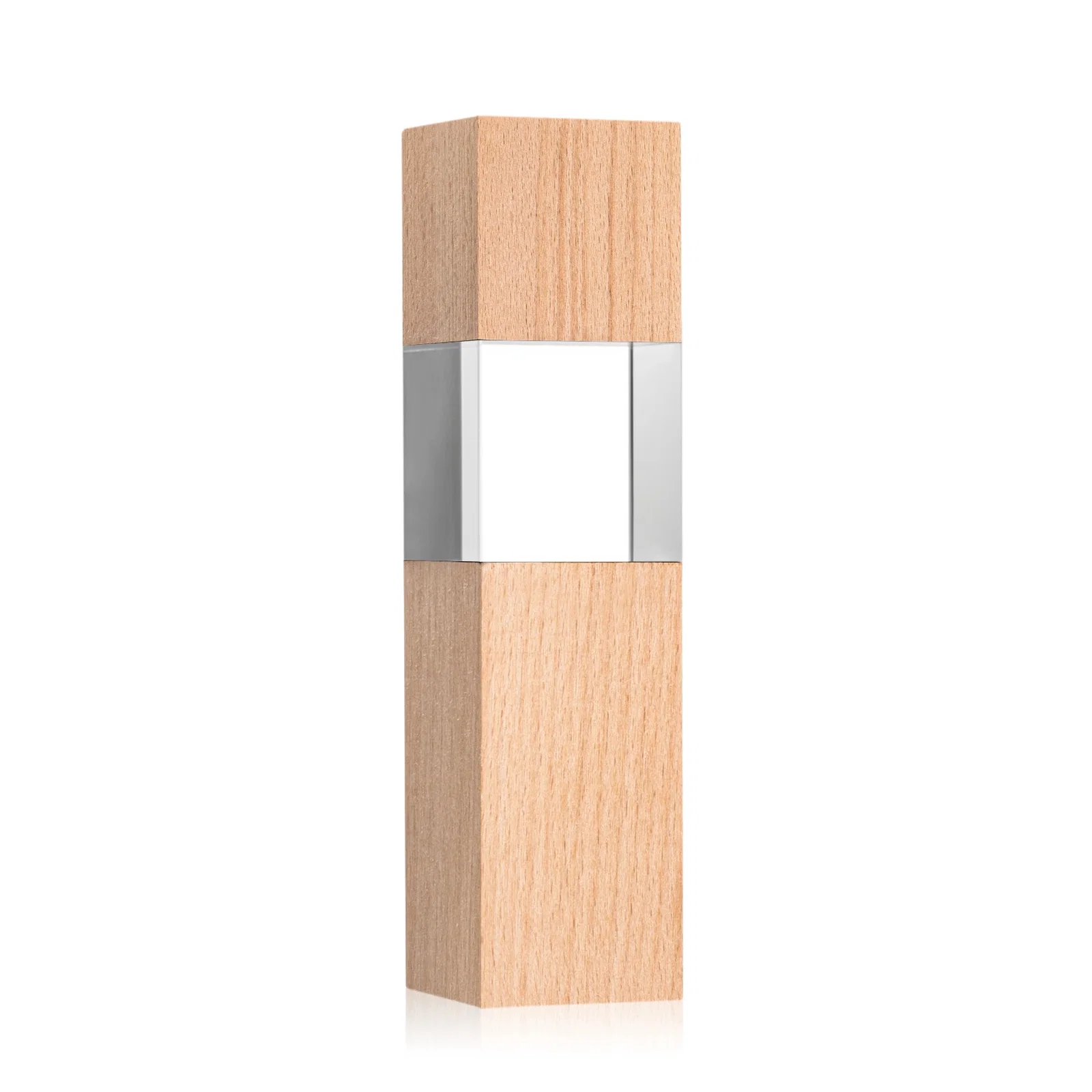 Customized Optical Crystal Tower Award with Beechwood Finish Option for sales achievement awards