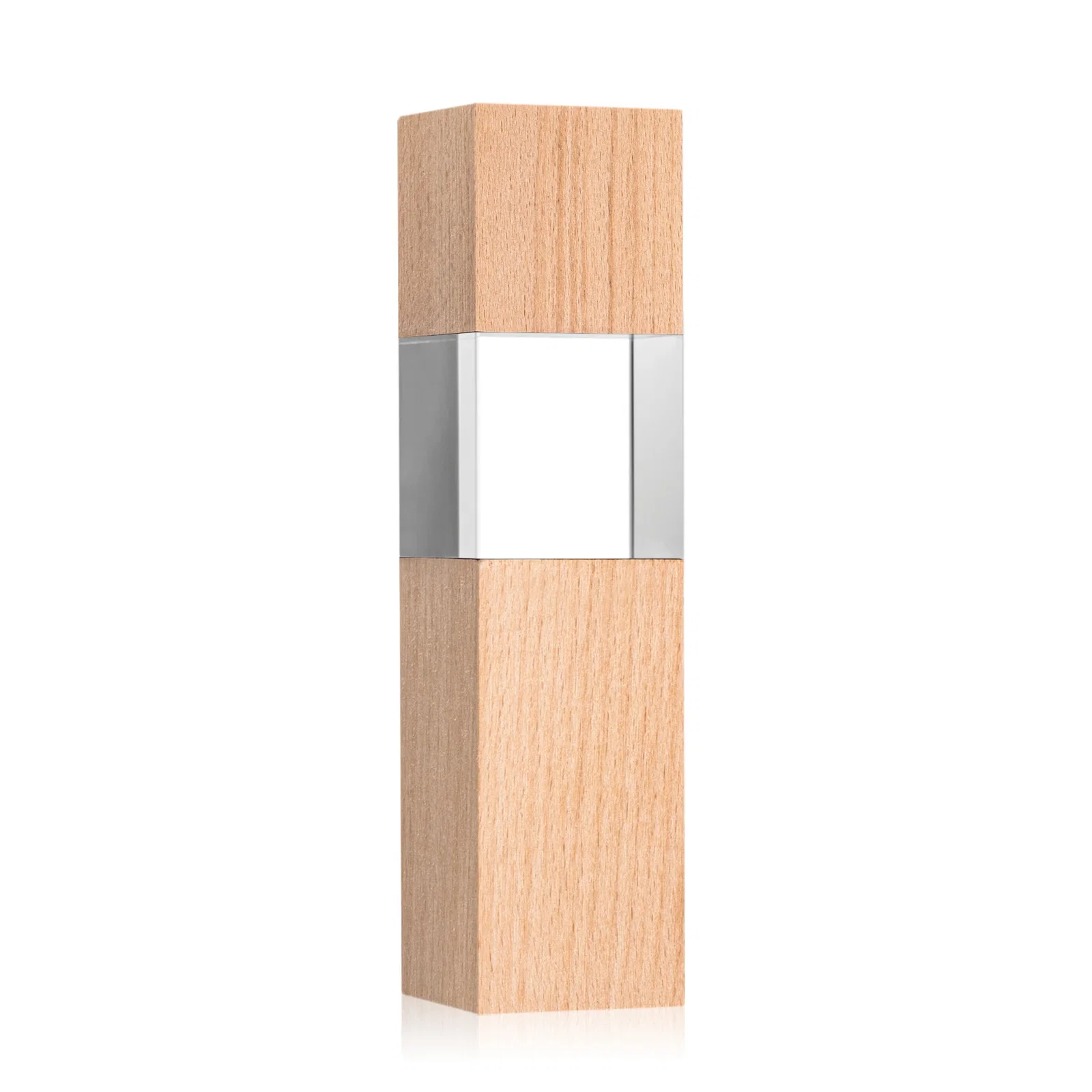 Customized Optical Crystal Tower Award with Beechwood Finish Option for retirement presentations
