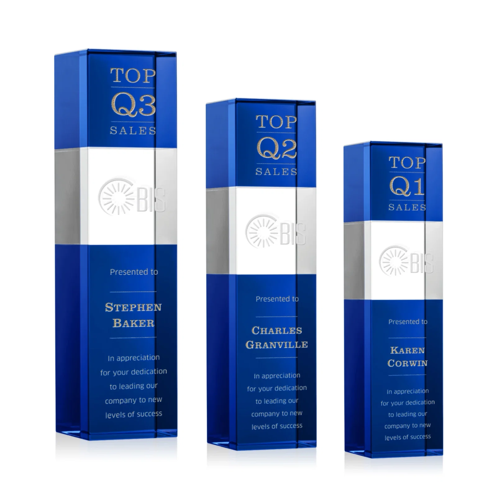 Custom Optical Crystal Tower Award with Beechwood Finish Option for safety achievement programs