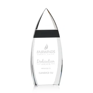 Arc-Beveled Crystal Award with Black Inlay