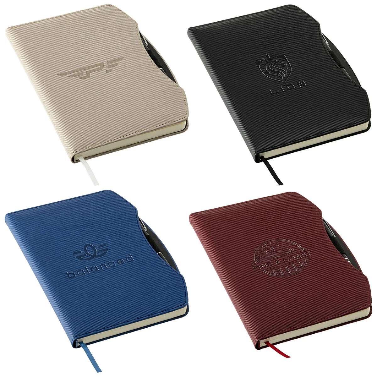 Custom Arc Hardcover Journal with Pen, front view of the branded journal