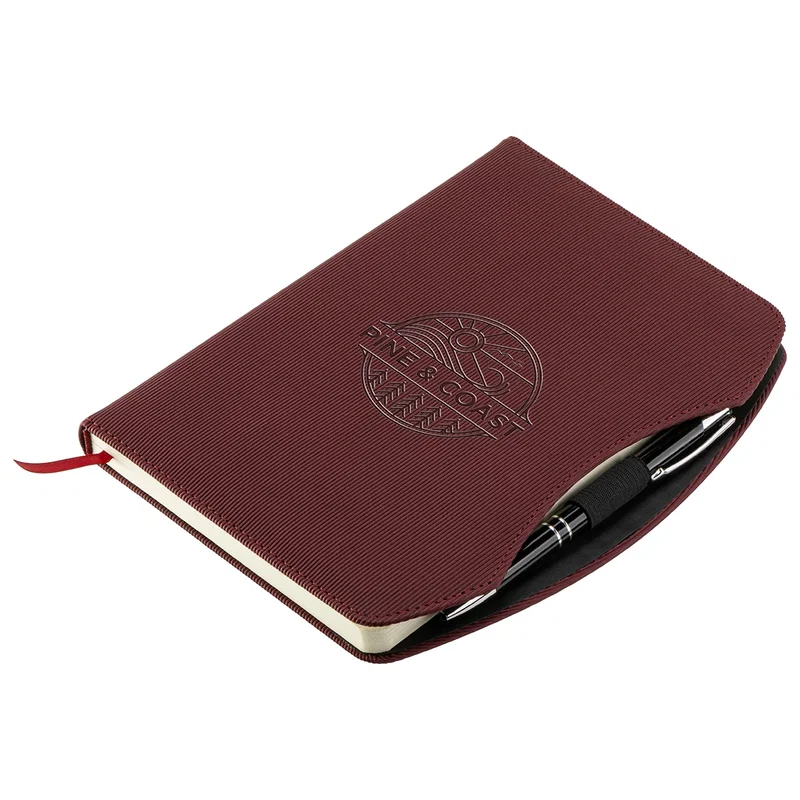 Back view of the promotional Arc Hardcover Journal with pen