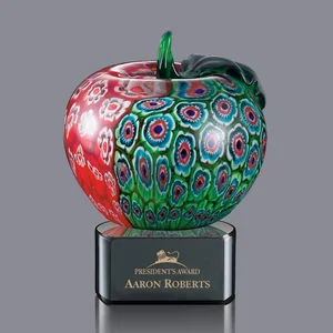 Frosted Hand-Blown Glass Apple Award in Green, Red, or Blended Tones