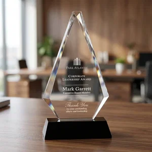 Optical Crystal Diamond Award on a Matching Beveled Base