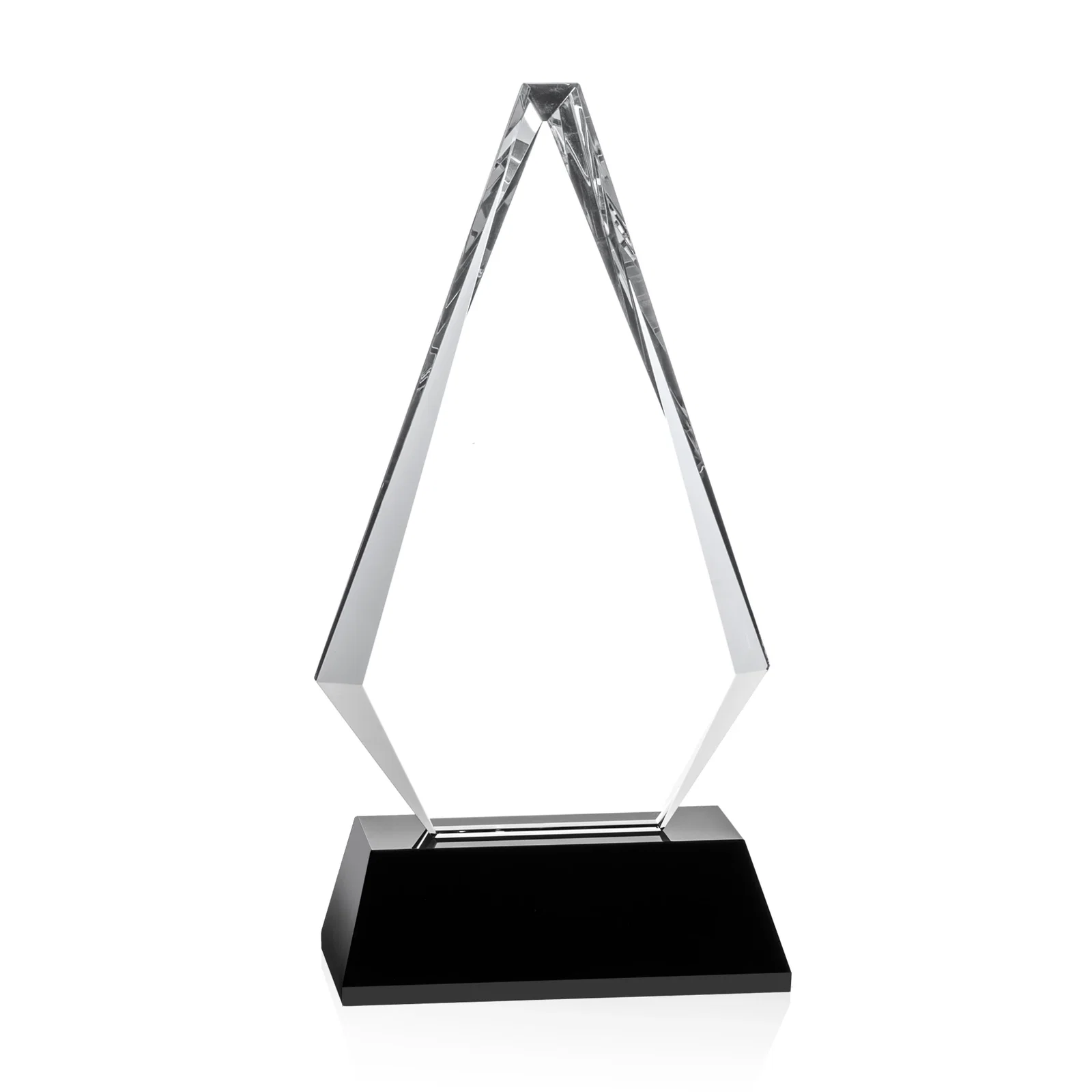 Custom Optical Crystal Diamond Award on a Matching Beveled Base for donor appreciation