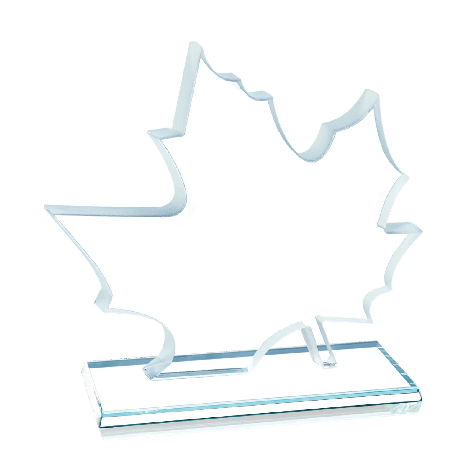 Custom Maple Leaf-Shaped Starfire Crystal Award, Deep Etched for donor appreciation