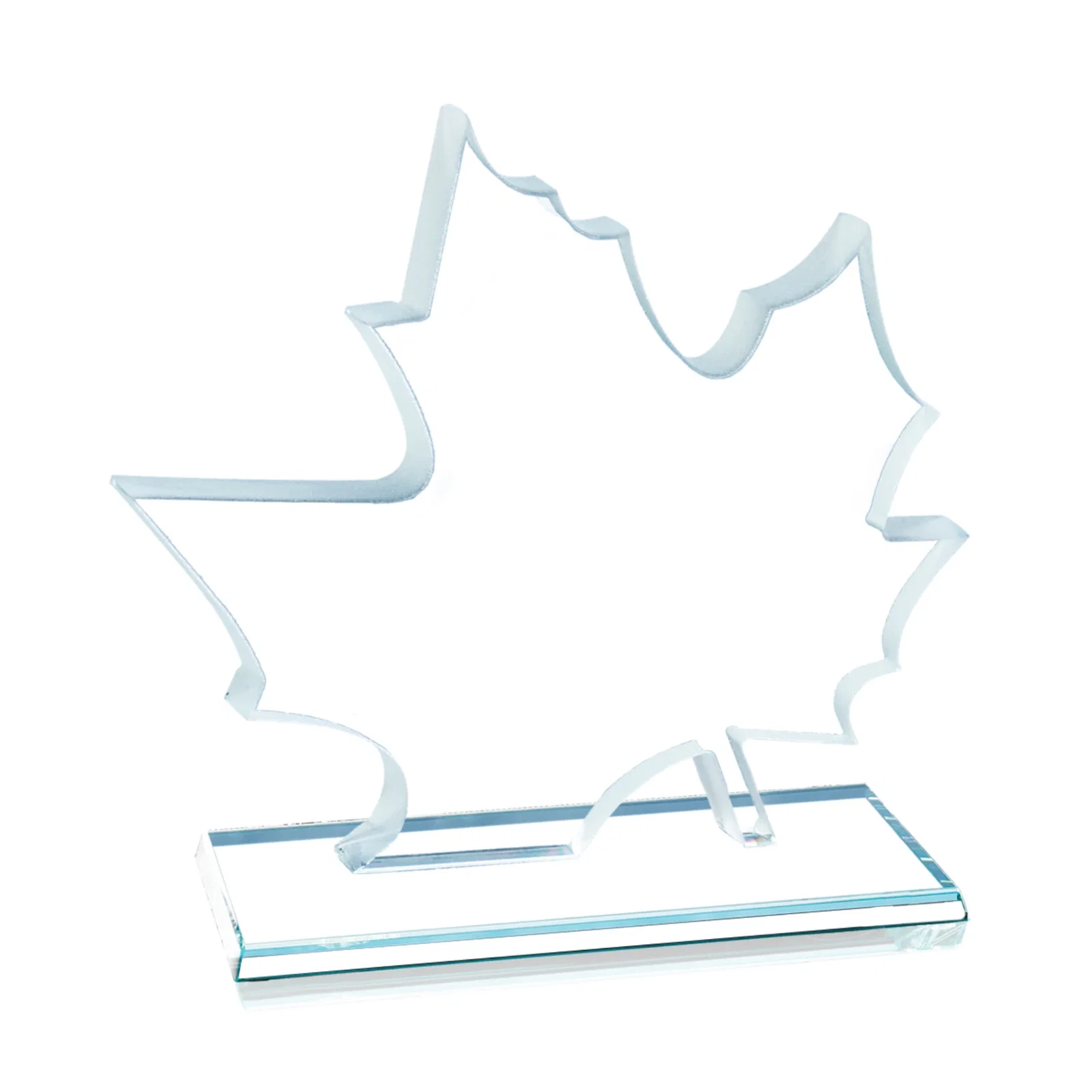 Custom Maple Leaf-Shaped Starfire Crystal Award, Deep Etched for team milestone celebrations