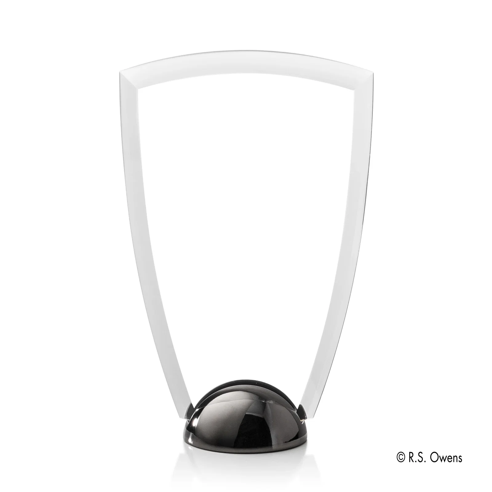 Custom Beveled Acrylic Arch Award on Cast Metal Hemisphere Base for safety achievement programs