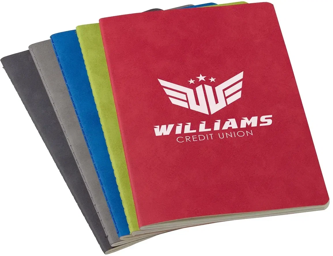 Custom branded Archive leatherette journal, front cover of the promotional stitched notebook with logo space