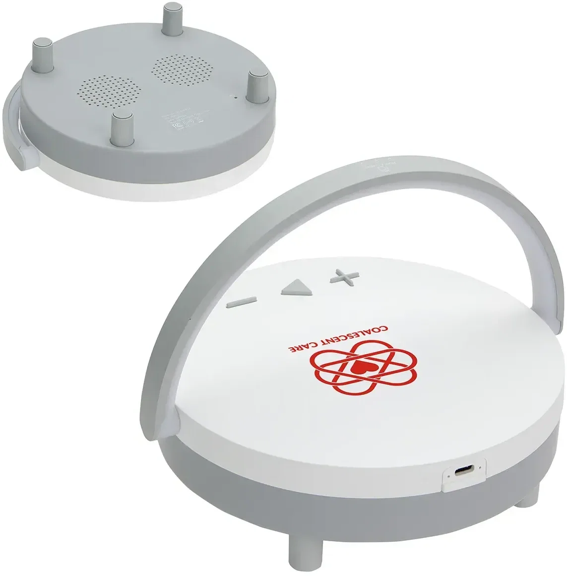 Archway wireless speaker, custom logo imprint area detail
