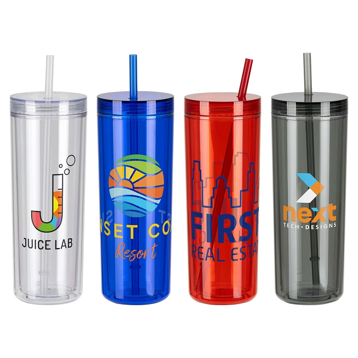 Arden 16 oz recycled acrylic straw tumbler with double-wall construction and screw-on lid