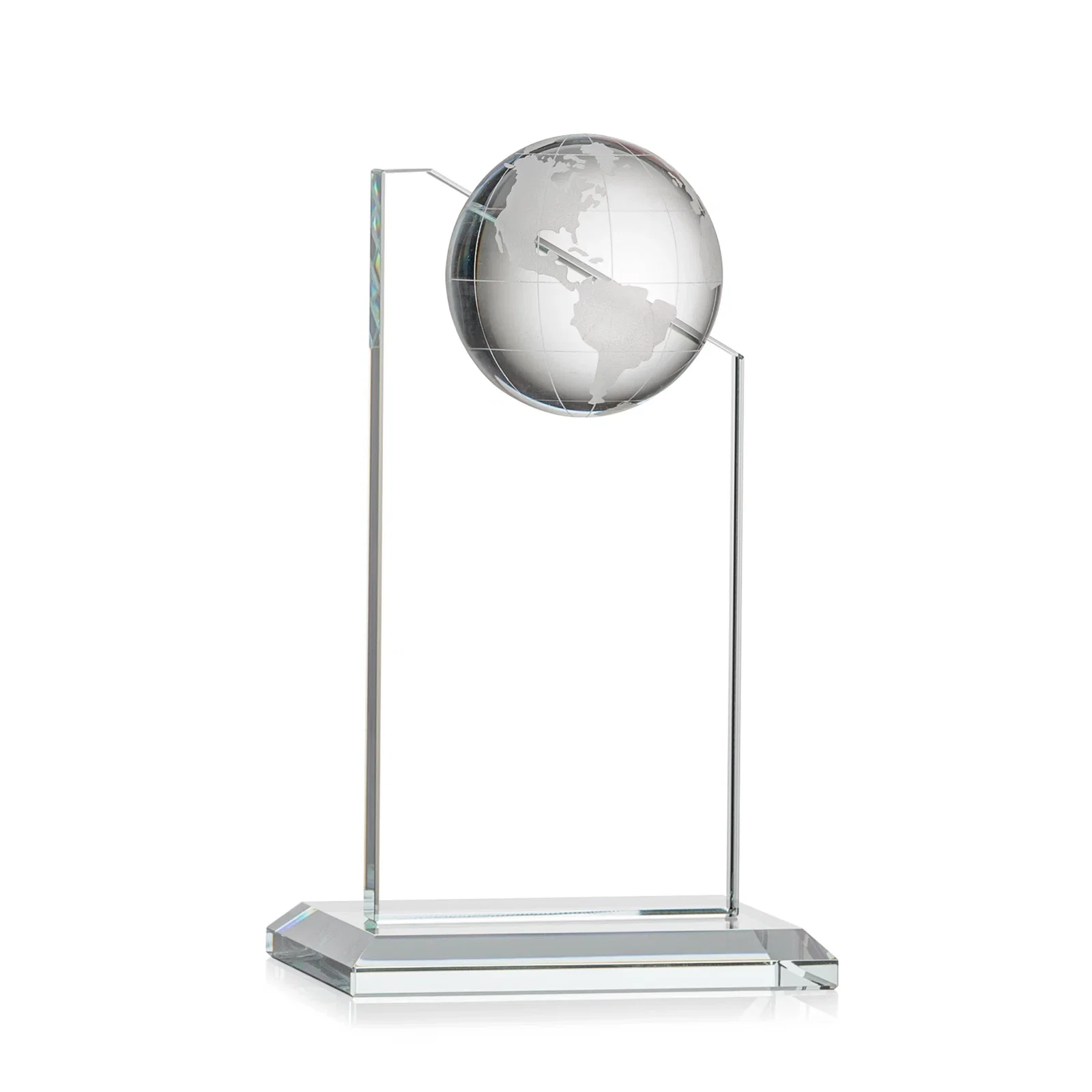 Custom printed Optical Crystal Tower Award With Slanted Half-Globe Top for safety achievement programs