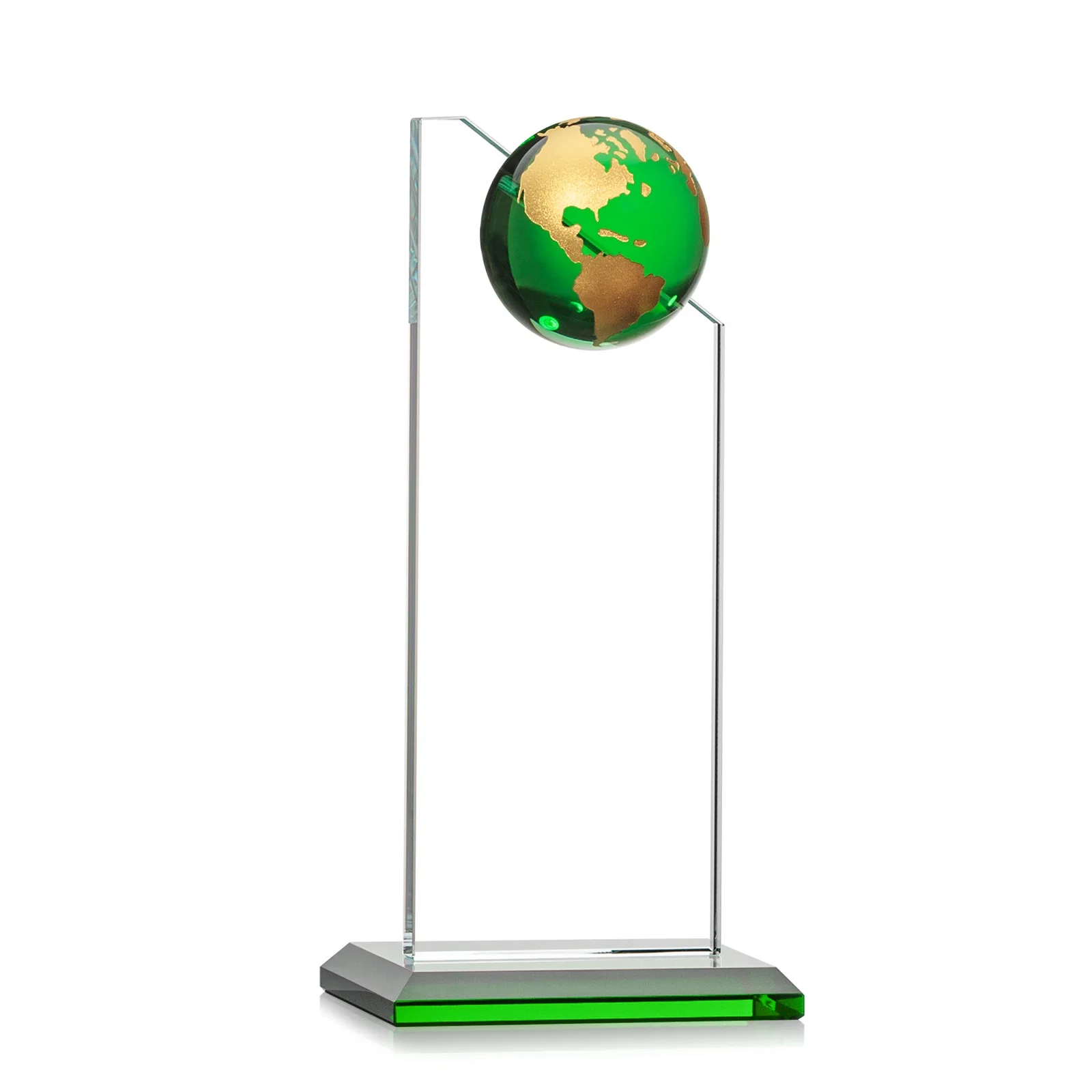 Customized Optical Crystal Tower Award With Slanted Half-Globe Top for employee recognition