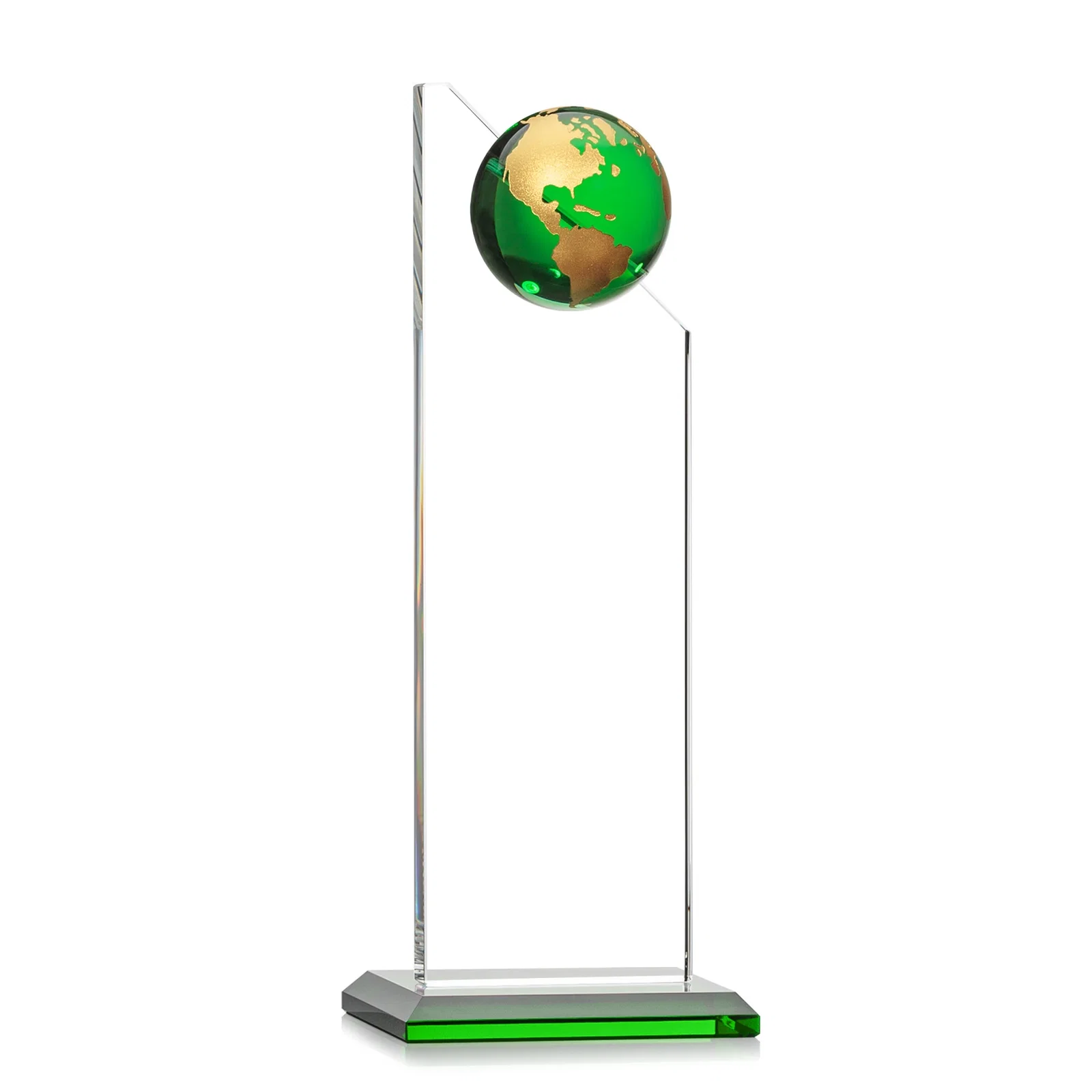 Customized Optical Crystal Tower Award With Slanted Half-Globe Top for corporate award ceremonies