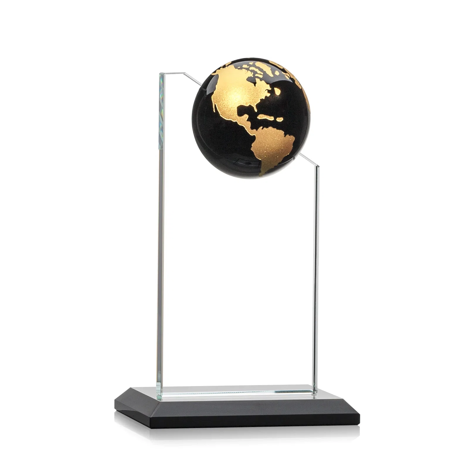 Customized Optical Crystal Tower Award With Slanted Half-Globe Top for service anniversary gifts