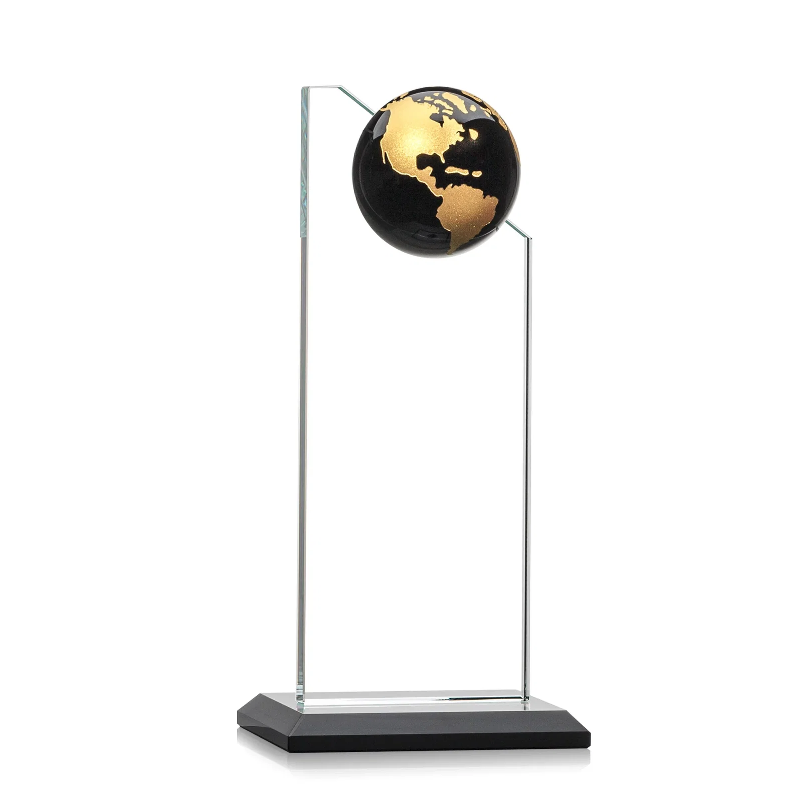 Customized Optical Crystal Tower Award With Slanted Half-Globe Top for sales achievement awards