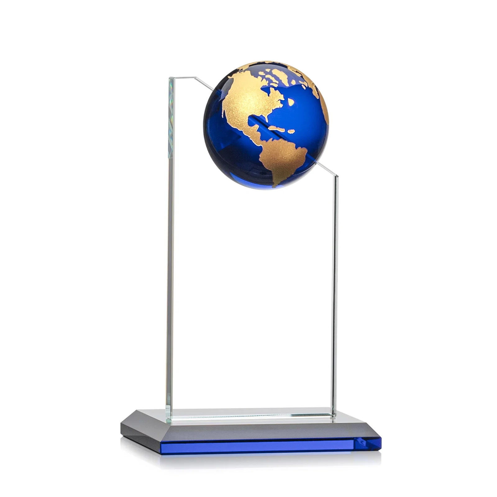 Customized Optical Crystal Tower Award With Slanted Half-Globe Top for team milestone celebrations