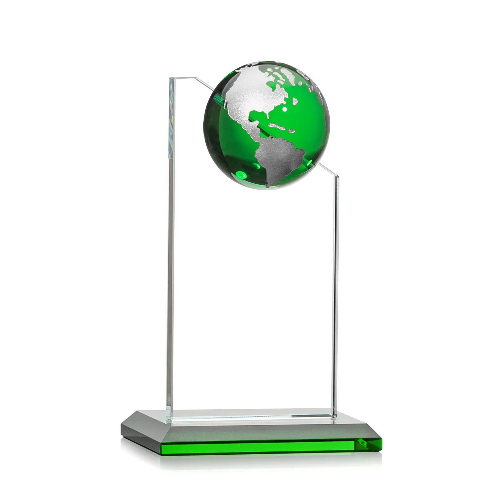 Customized Optical Crystal Tower Award With Slanted Half-Globe Top for safety achievement programs