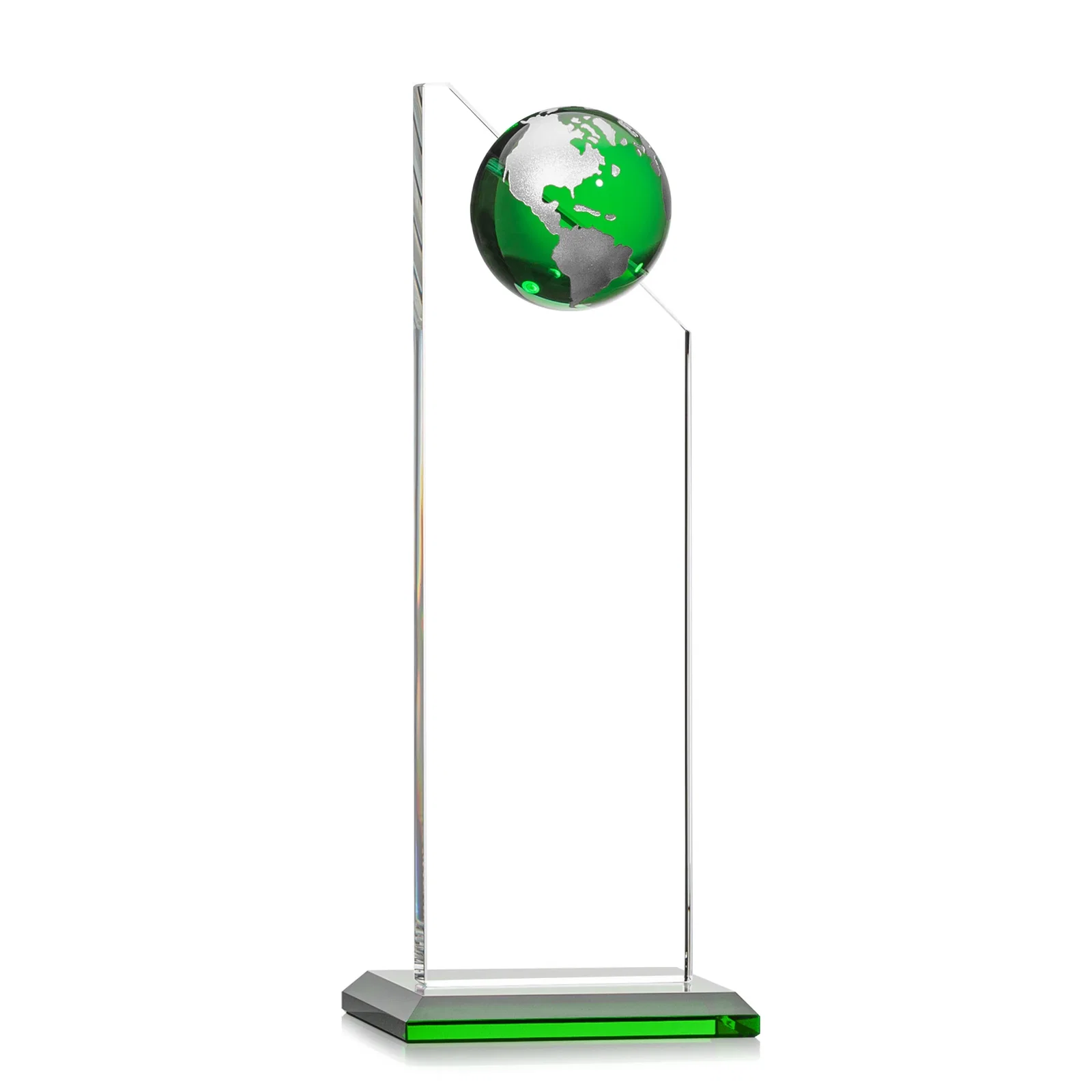 Customized Optical Crystal Tower Award With Slanted Half-Globe Top for dealer and partner awards
