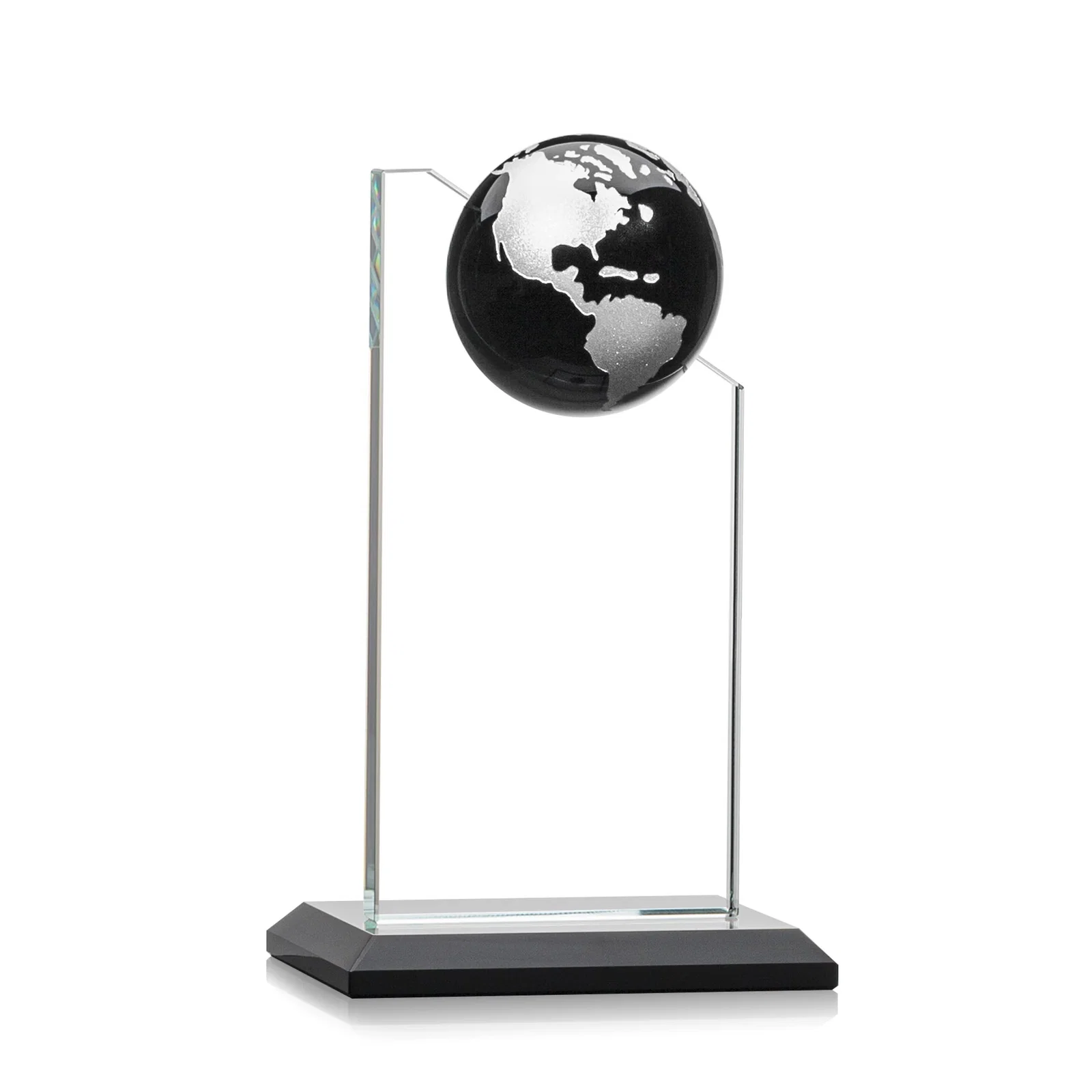Customized Optical Crystal Tower Award With Slanted Half-Globe Top for company anniversary events
