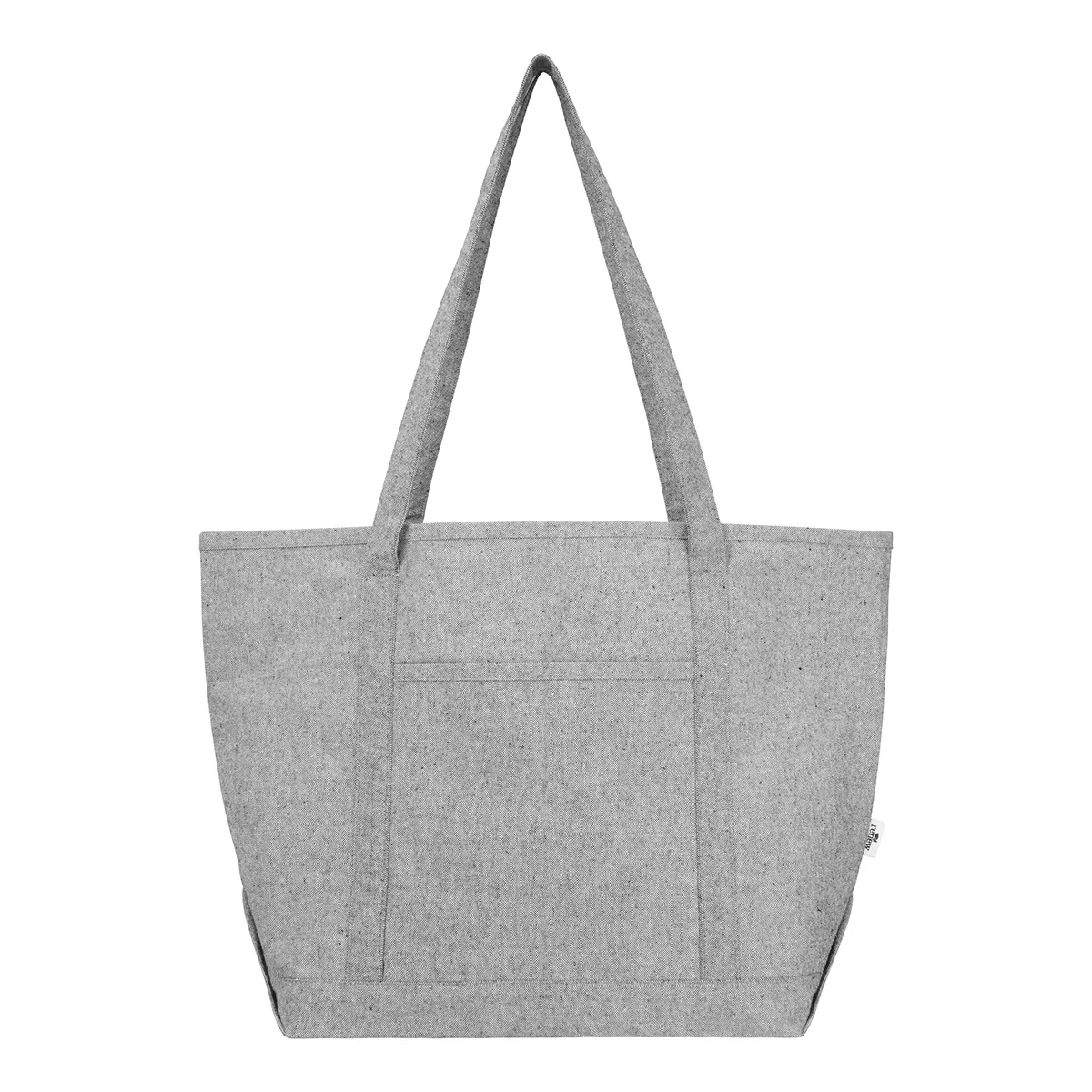 Front panel of the plain canvas shopper faces forward