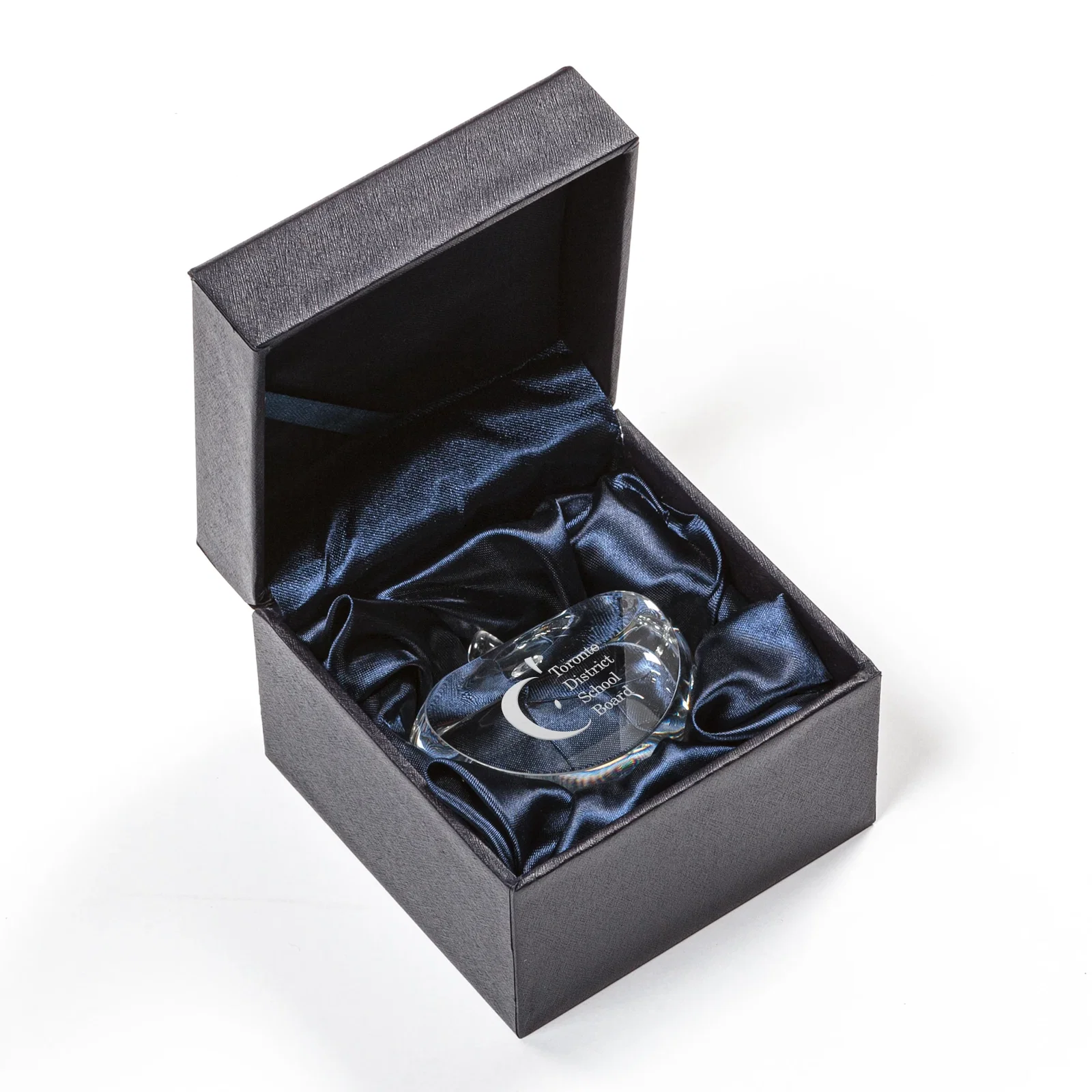 Custom Flat-Faced Optical Crystal Apple Paperweight, 3" x 2.625", teacher appreciation gift for corporate award ceremonies