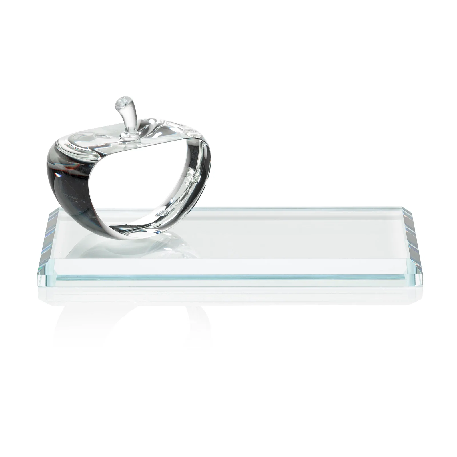Personalized Optical Crystal Apple Award With Decoration on Base and Apple, desk awards for donor appreciation