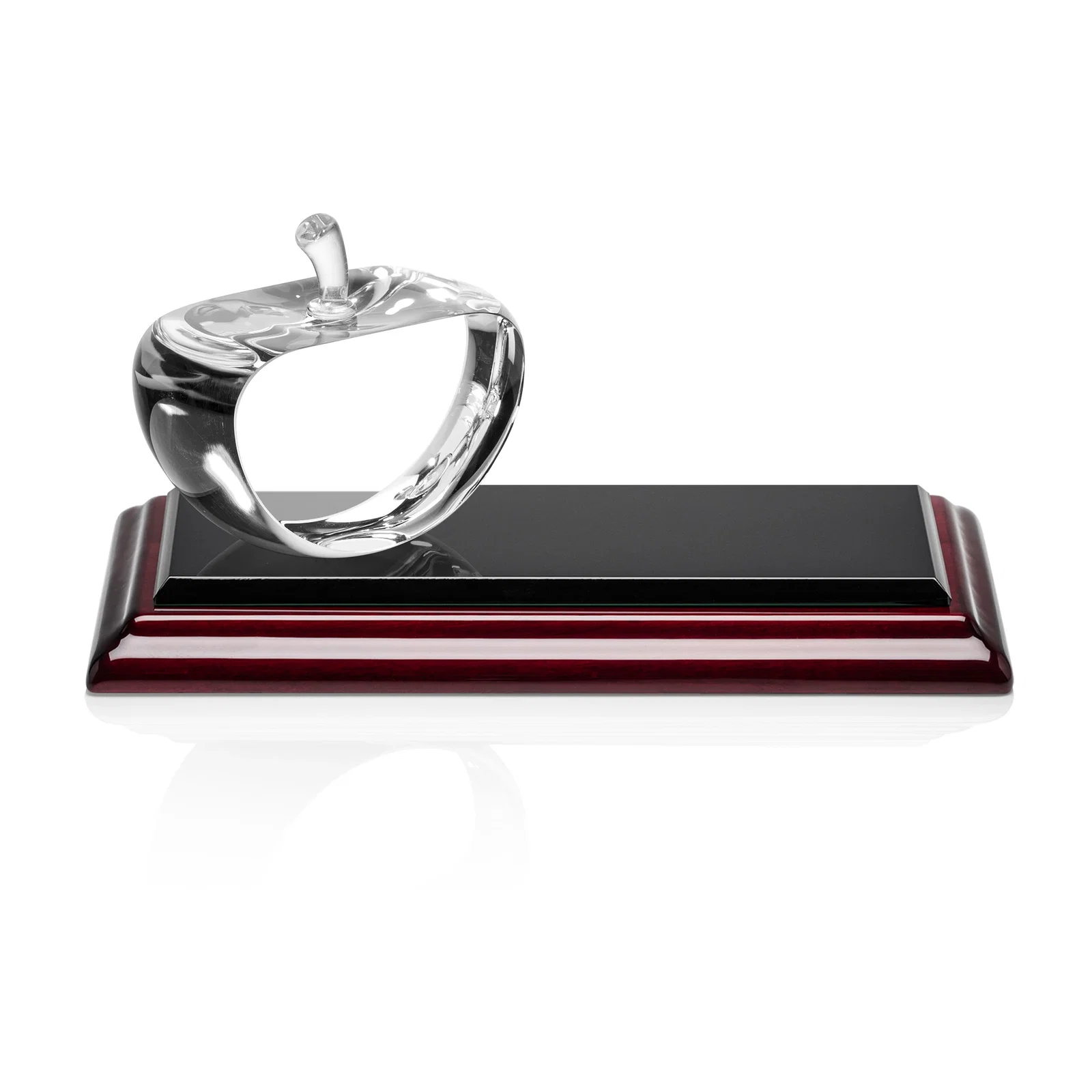 Personalized Optical Crystal Apple Award With Decoration on Base and Apple, desk awards for volunteer appreciation
