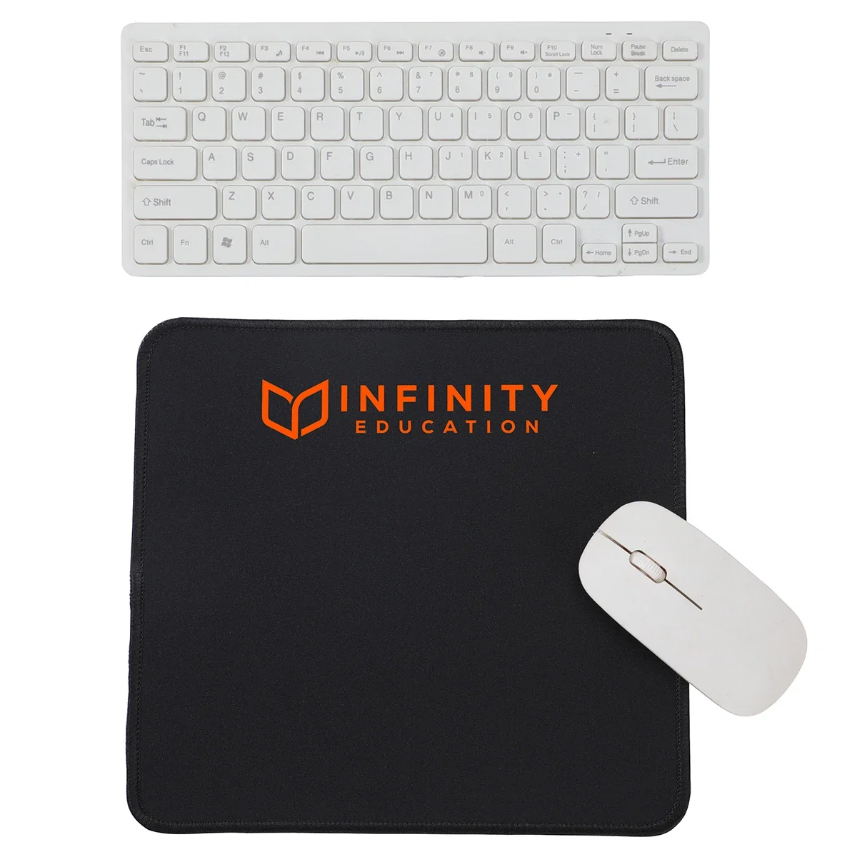 Custom Arista mouse pad angled view showing non-slip rubber base edge