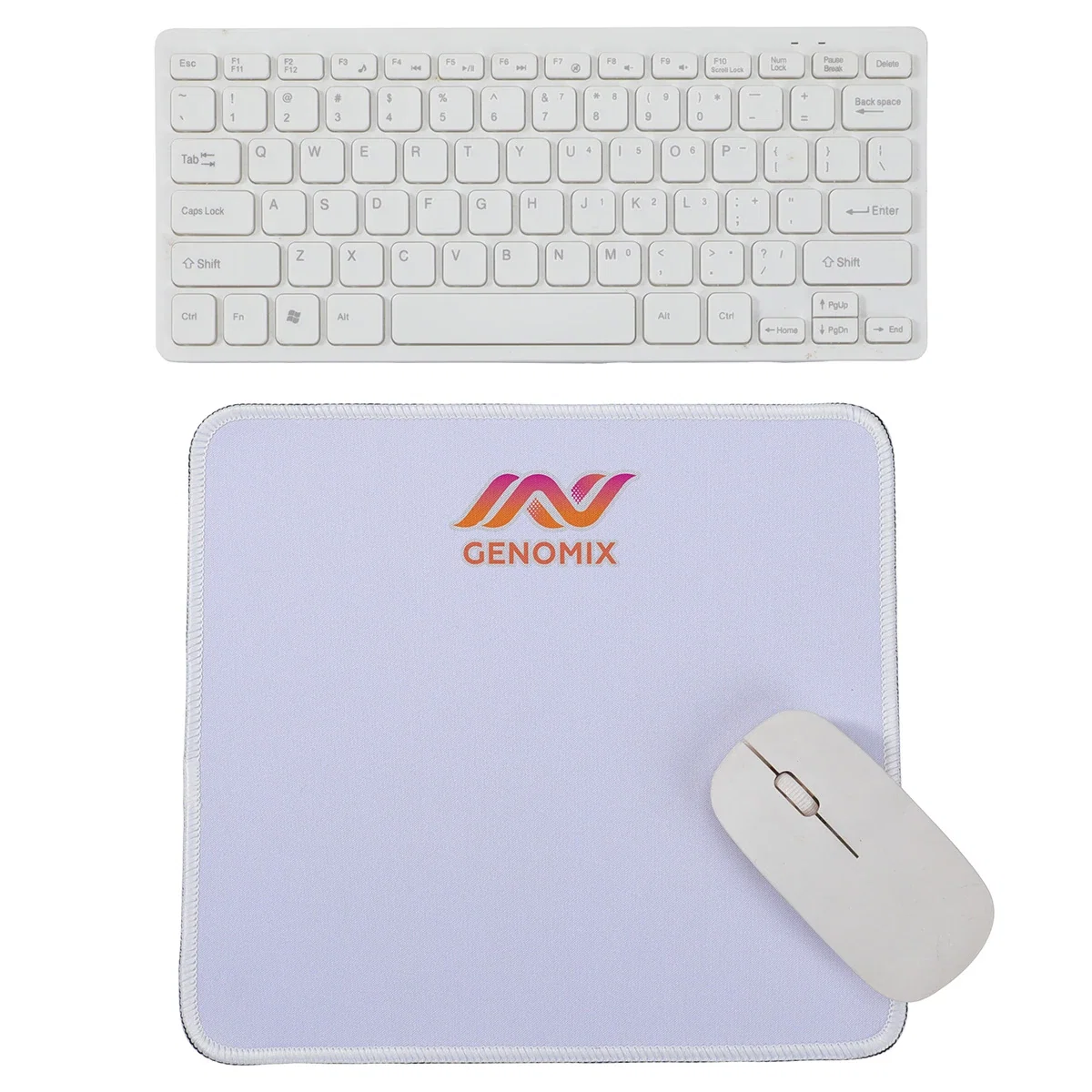 Promotional Arista mouse pad on a desk with a mouse in use, lifestyle shot
