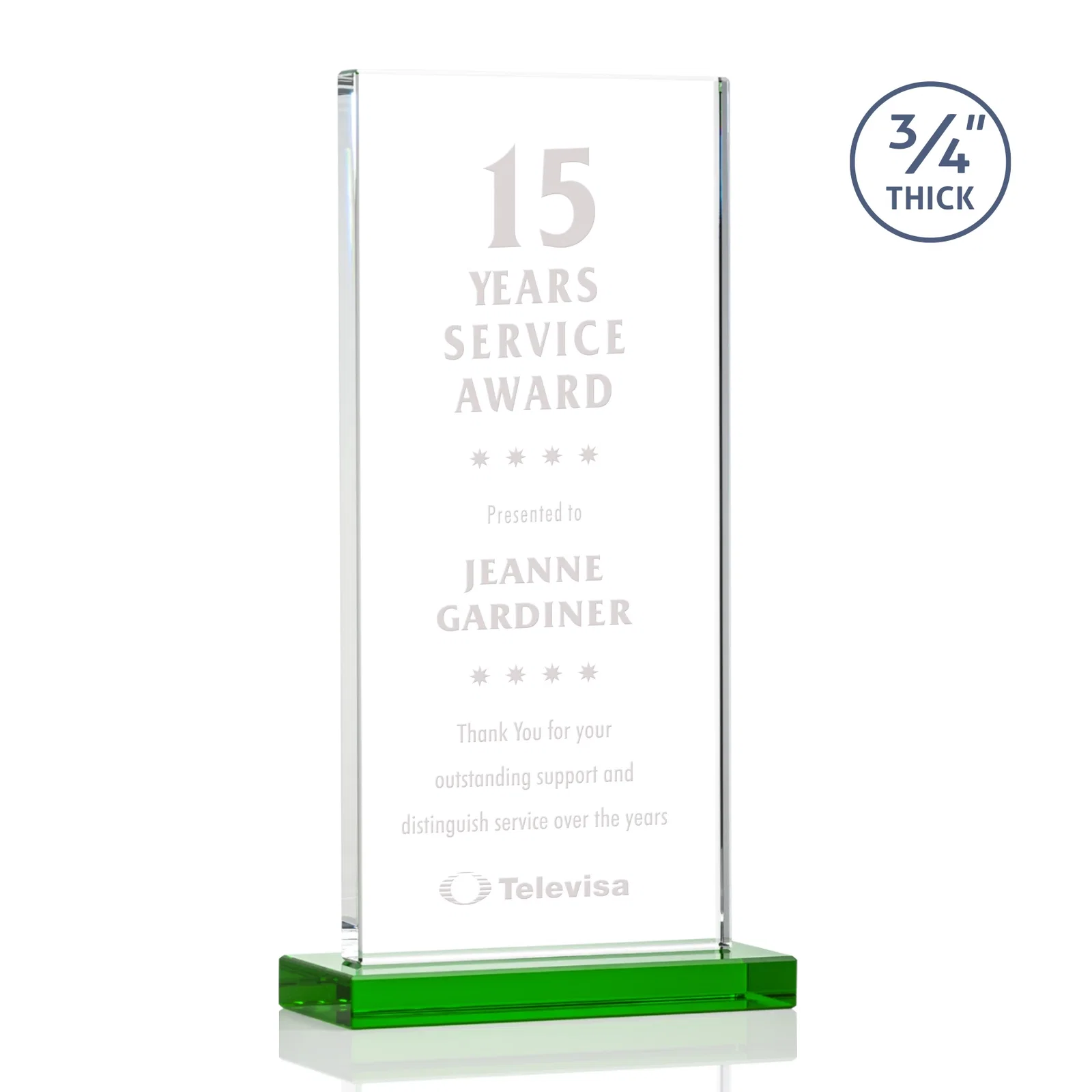 Custom Starfire Crystal Upright Award, Ready to Display Out of the Box, awards for company anniversary events