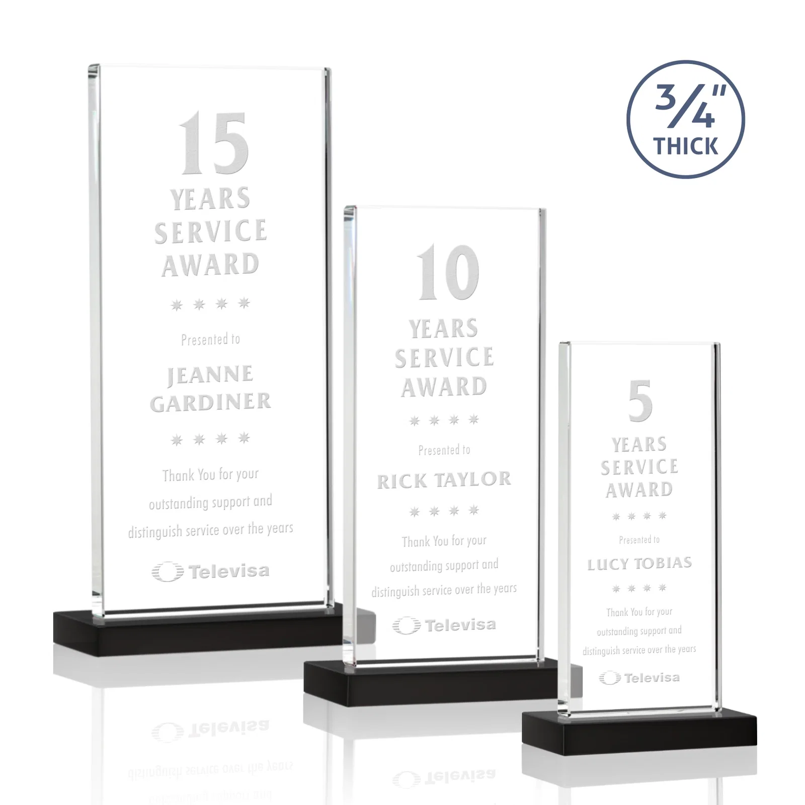 Personalized Starfire Crystal Upright Award, Ready to Display Out of the Box, awards for employee recognition