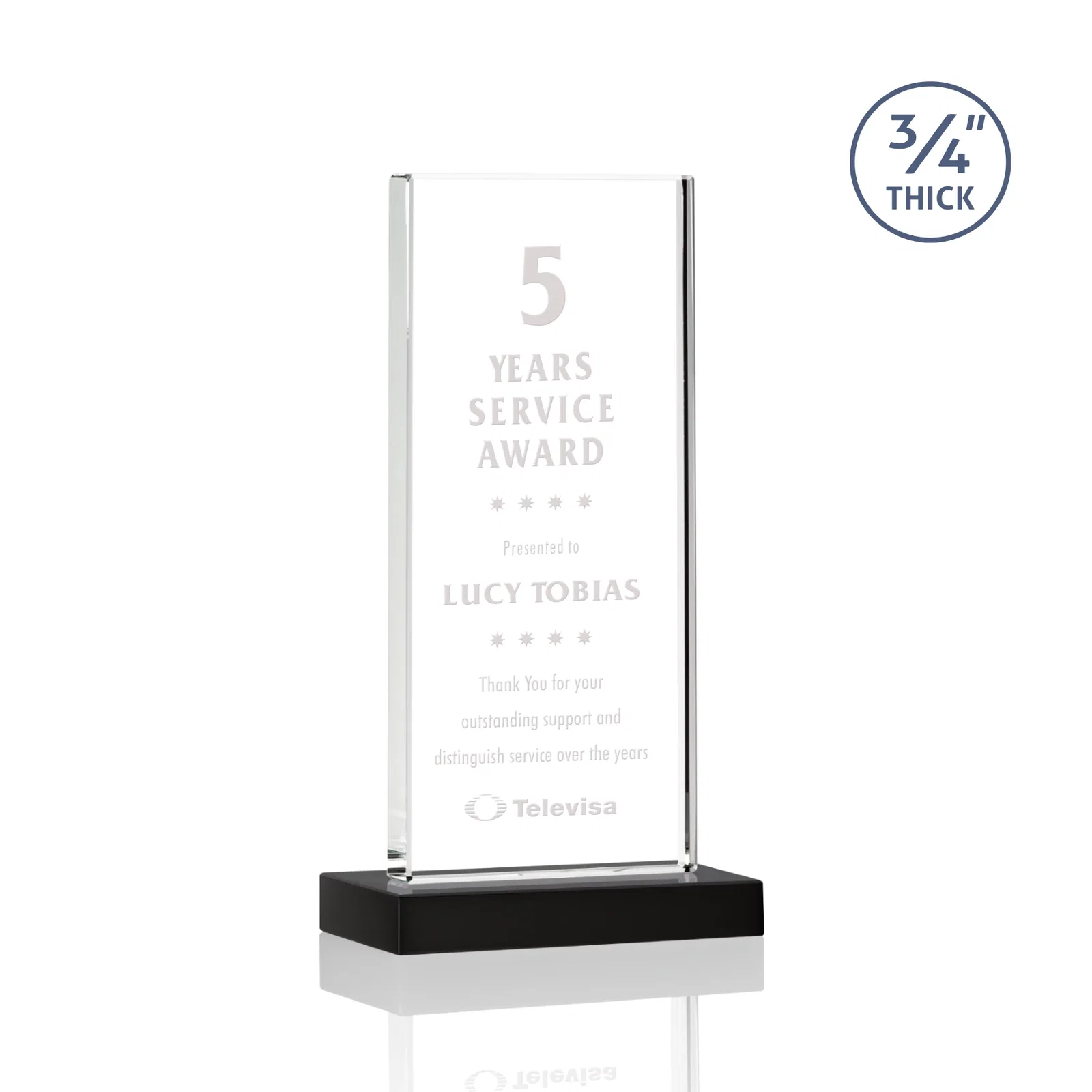 Personalized Starfire Crystal Upright Award, Ready to Display Out of the Box, awards for corporate award ceremonies