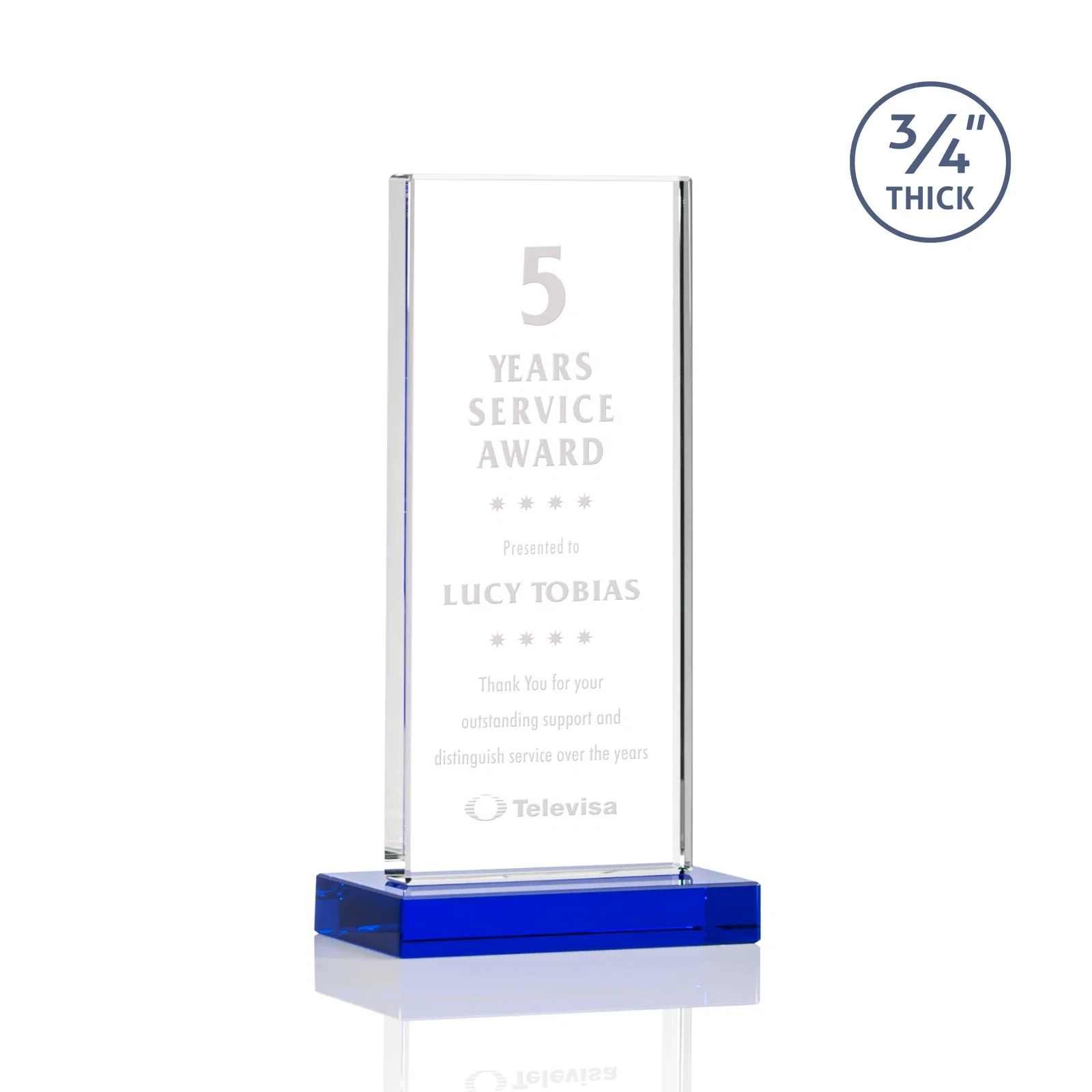 Personalized Starfire Crystal Upright Award, Ready to Display Out of the Box, awards for team milestone celebrations