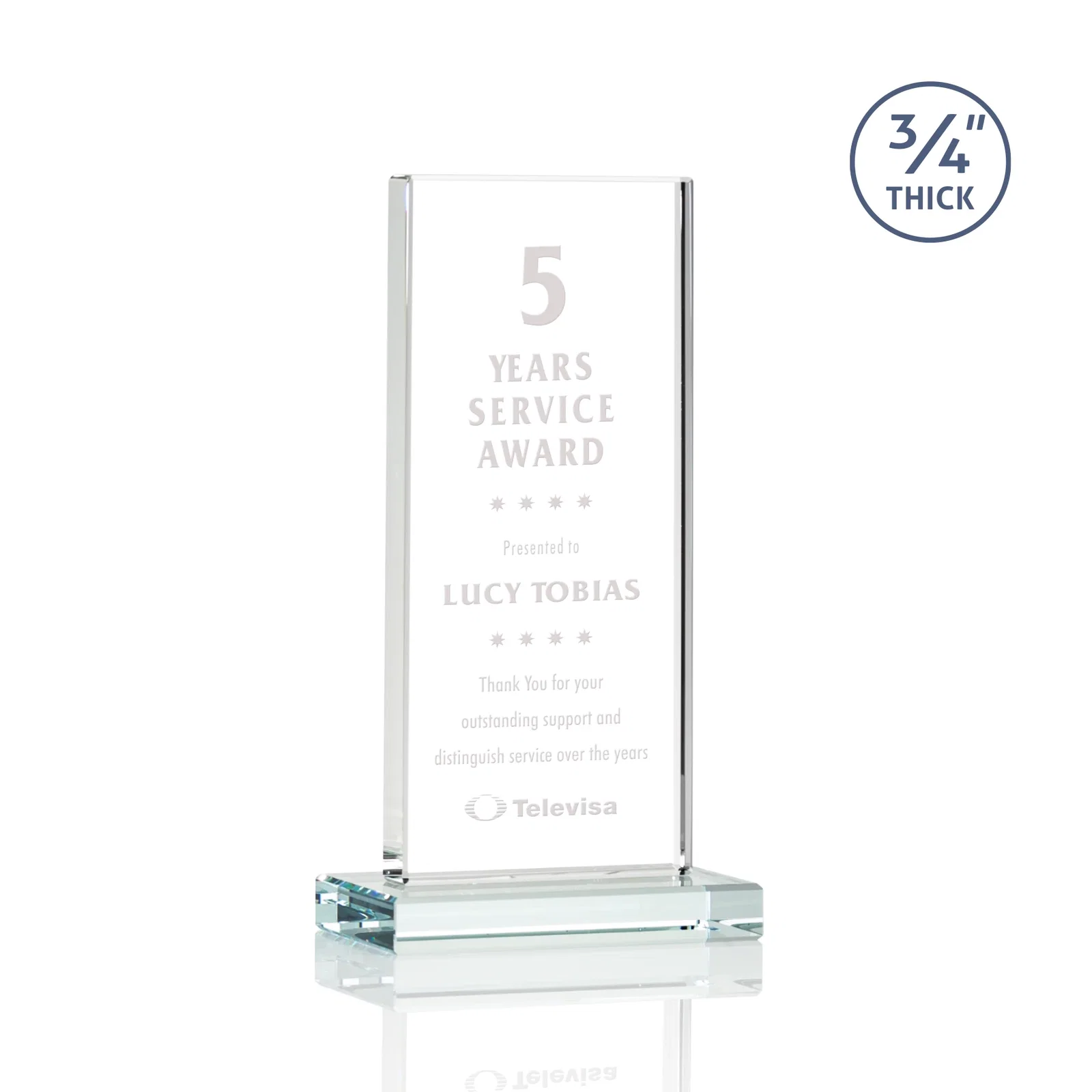 Custom Starfire Crystal Upright Award, Ready to Display Out of the Box, awards for corporate award ceremonies