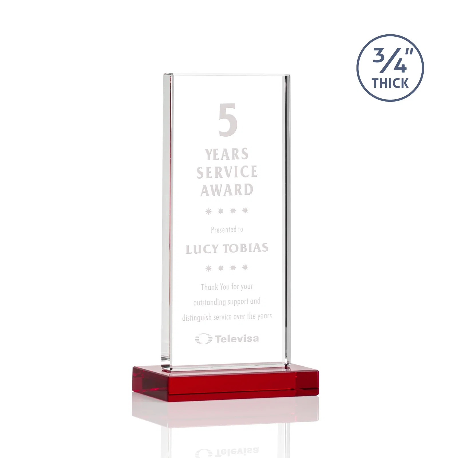 Personalized Starfire Crystal Upright Award, Ready to Display Out of the Box, awards for volunteer appreciation
